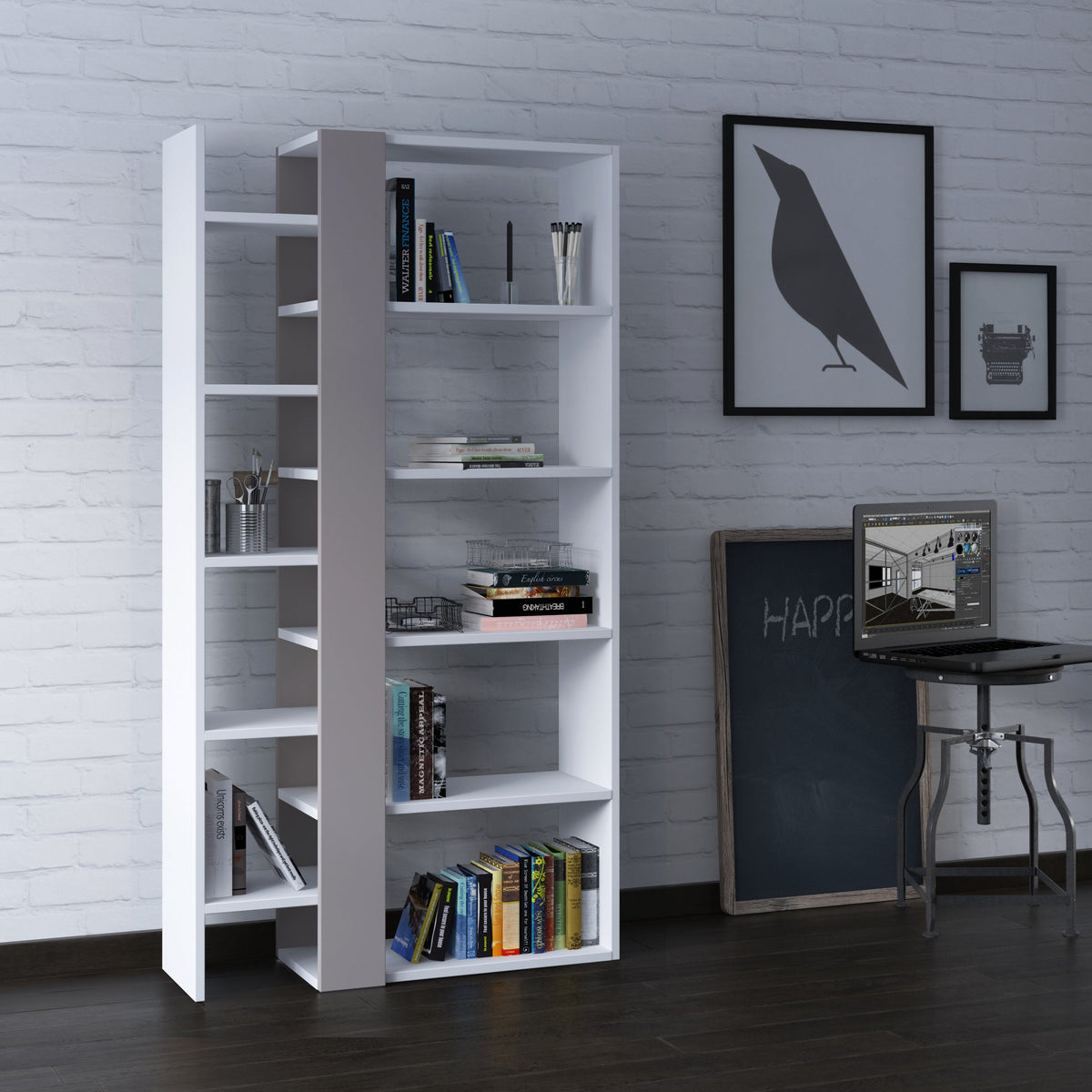 Decortieliving - Lift Modern Bookcase Display Unit Tall 150.5cm