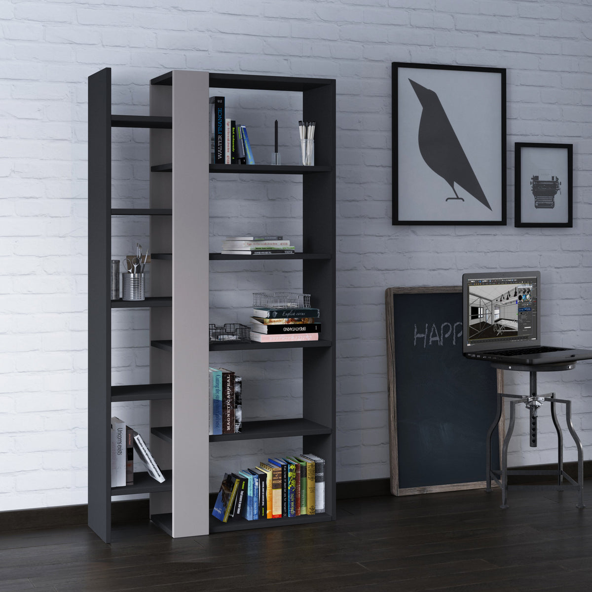 Decortieliving - Lift Modern Bookcase Display Unit Tall 150.5cm