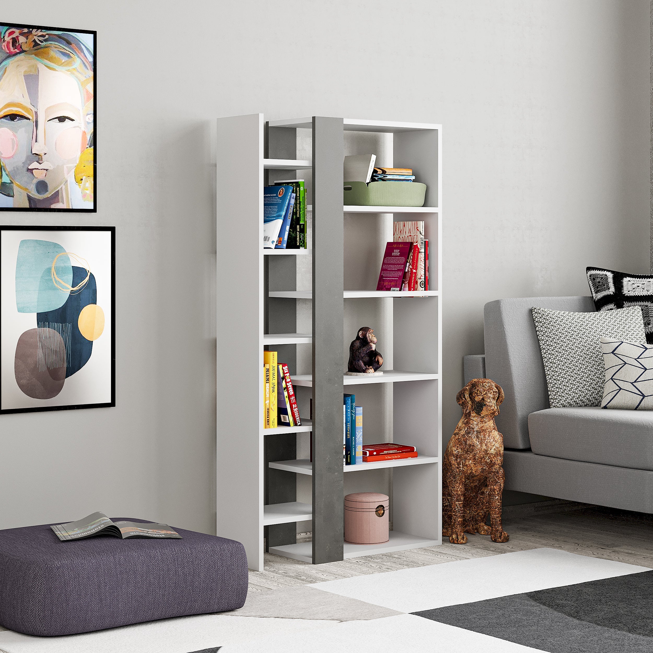 Decortieliving - Lift Modern Bookcase Display Unit Tall 150.5cm
