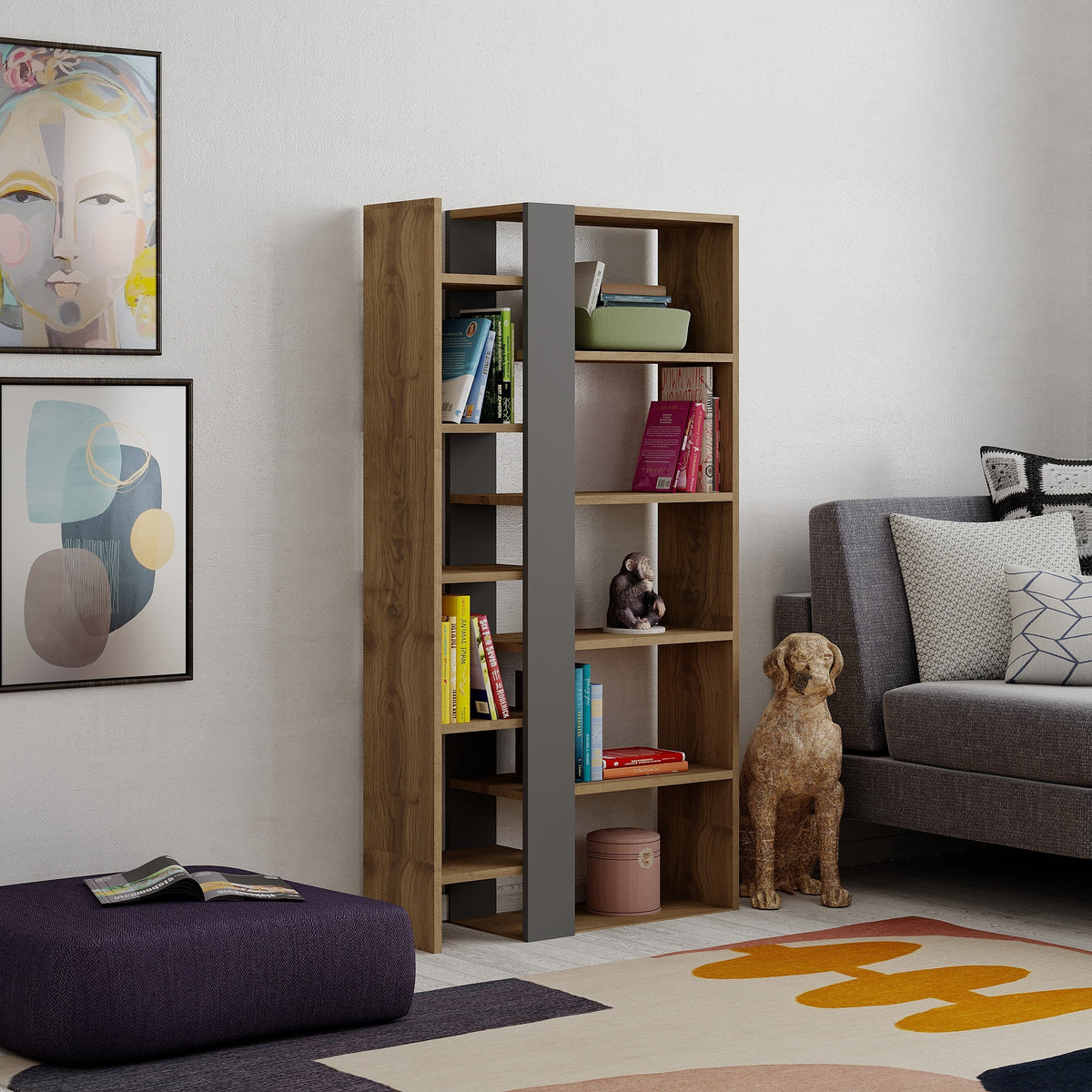 Decortieliving - Lift Modern Bookcase Display Unit Tall 150.5cm