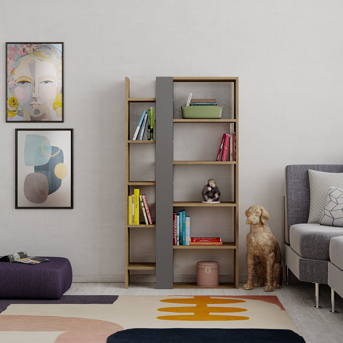 Decortieliving - Lift Modern Bookcase Display Unit Tall 150.5cm
