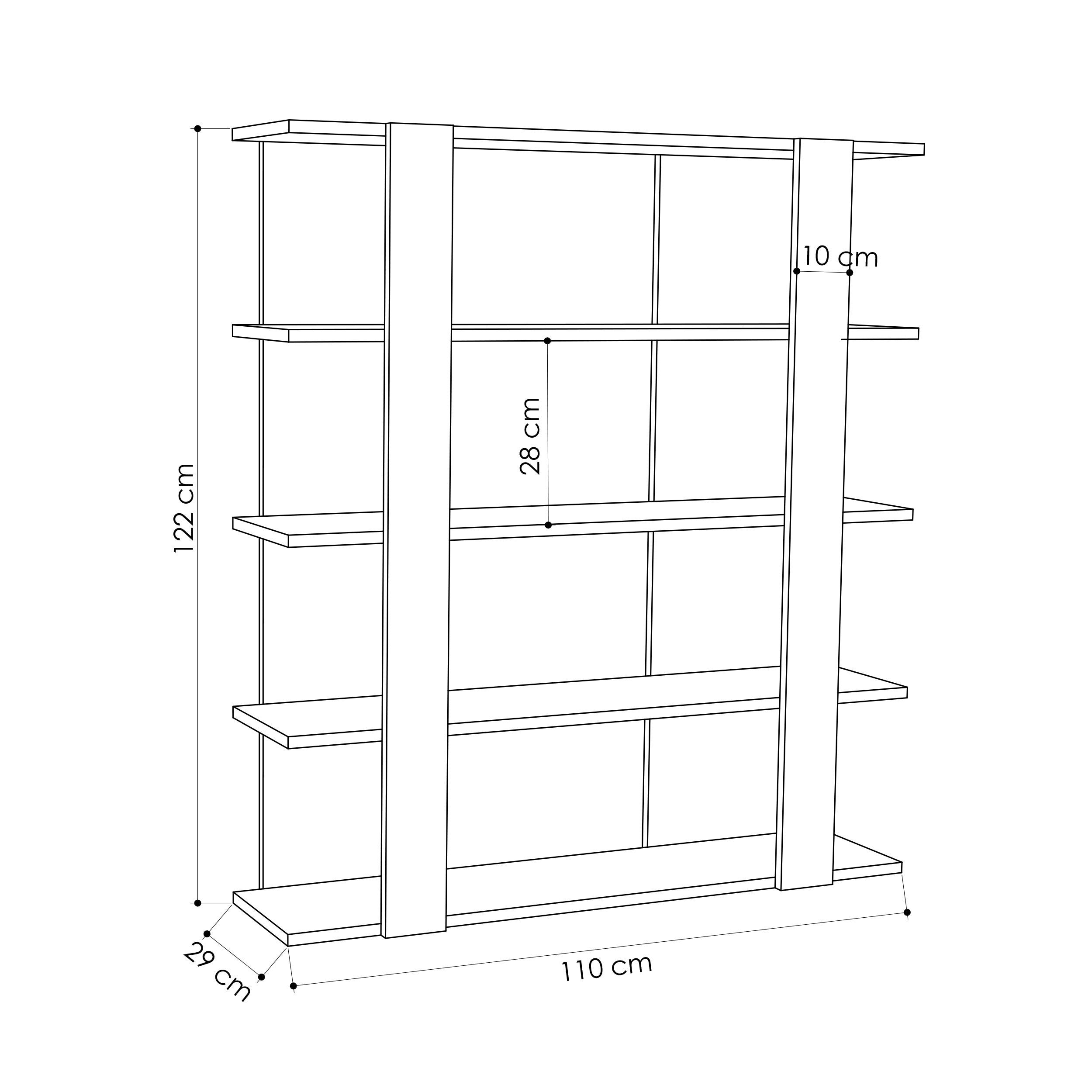 Decortieliving - Tita Modern Bookcase Display Unit Medium 122cm