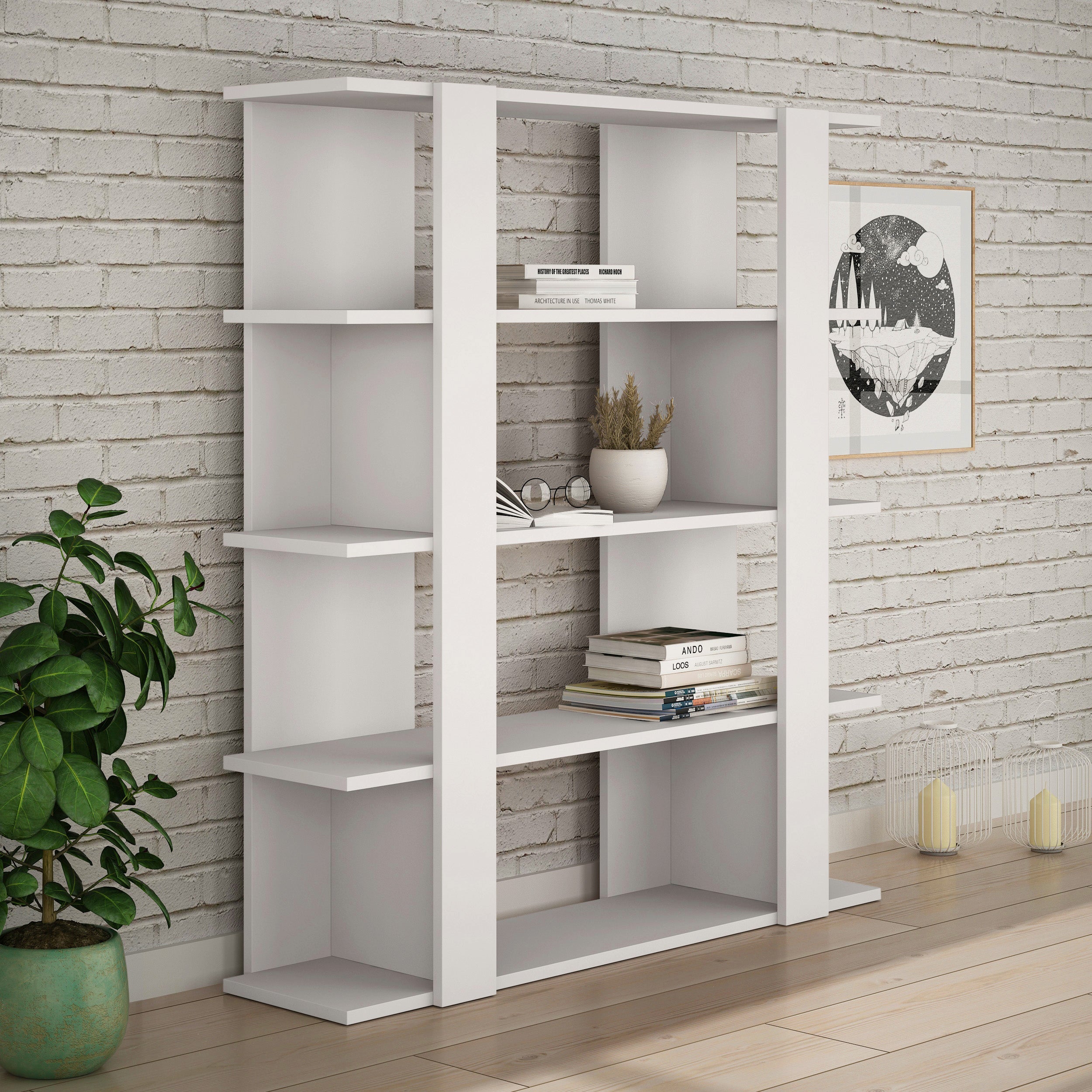 Decortieliving - Tita Modern Bookcase Display Unit Medium 122cm