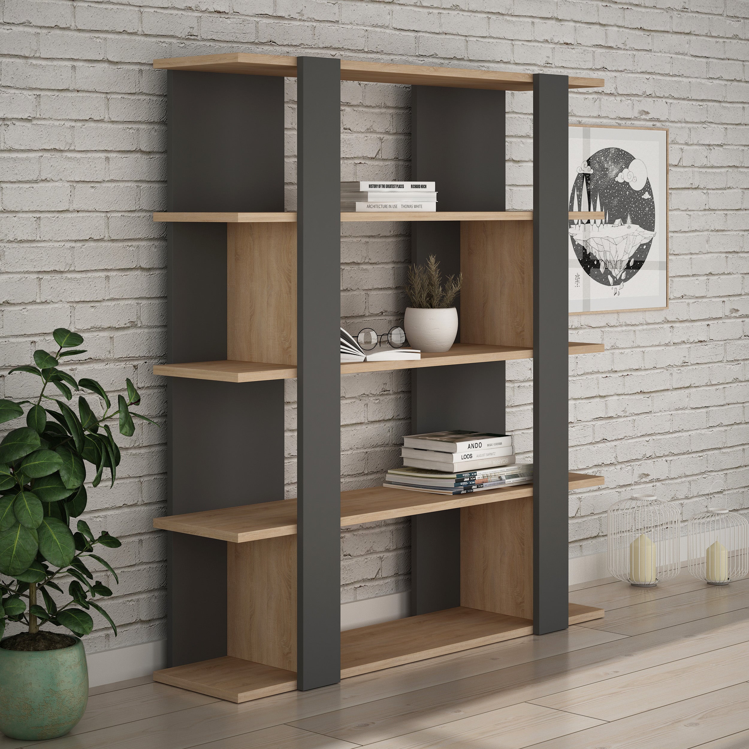Decortieliving - Tita Modern Bookcase Display Unit Medium 122cm