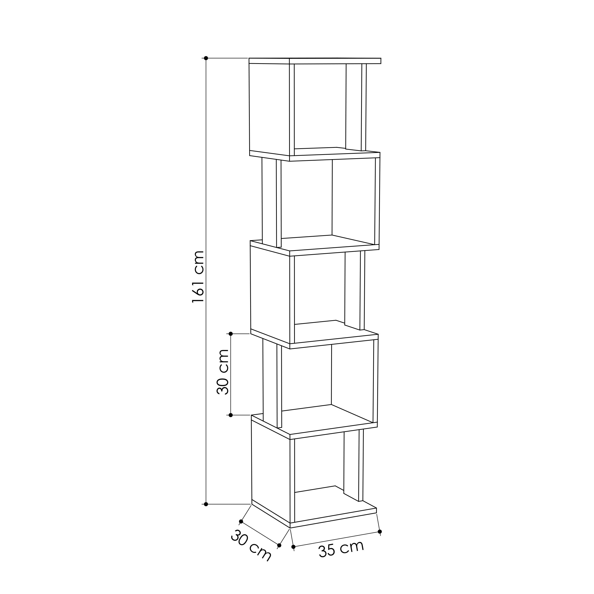 Decortieliving - Piri Modern Bookcase Display Unit Tall 161cm