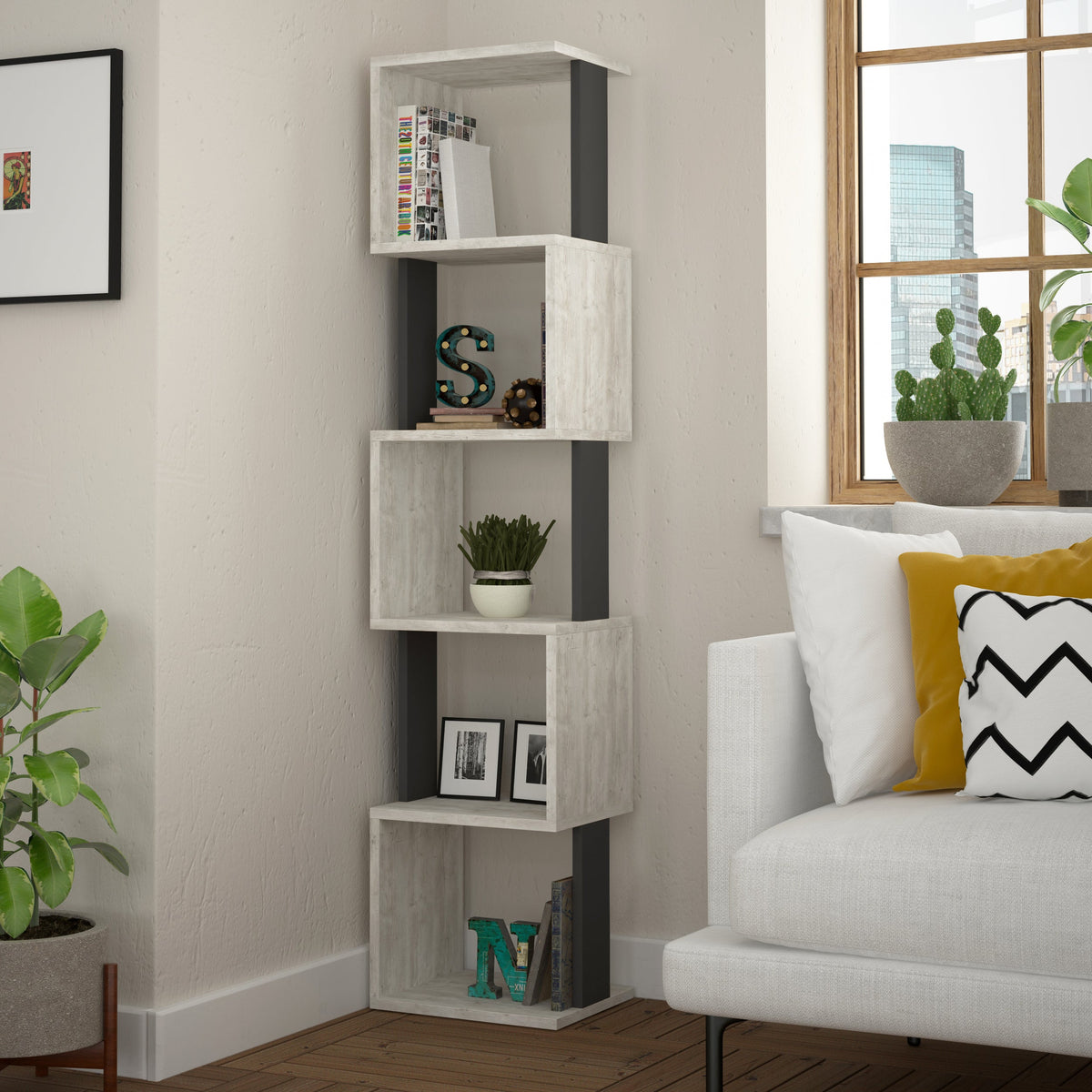 Decortieliving - Piri Modern Bookcase Display Unit Tall 161cm