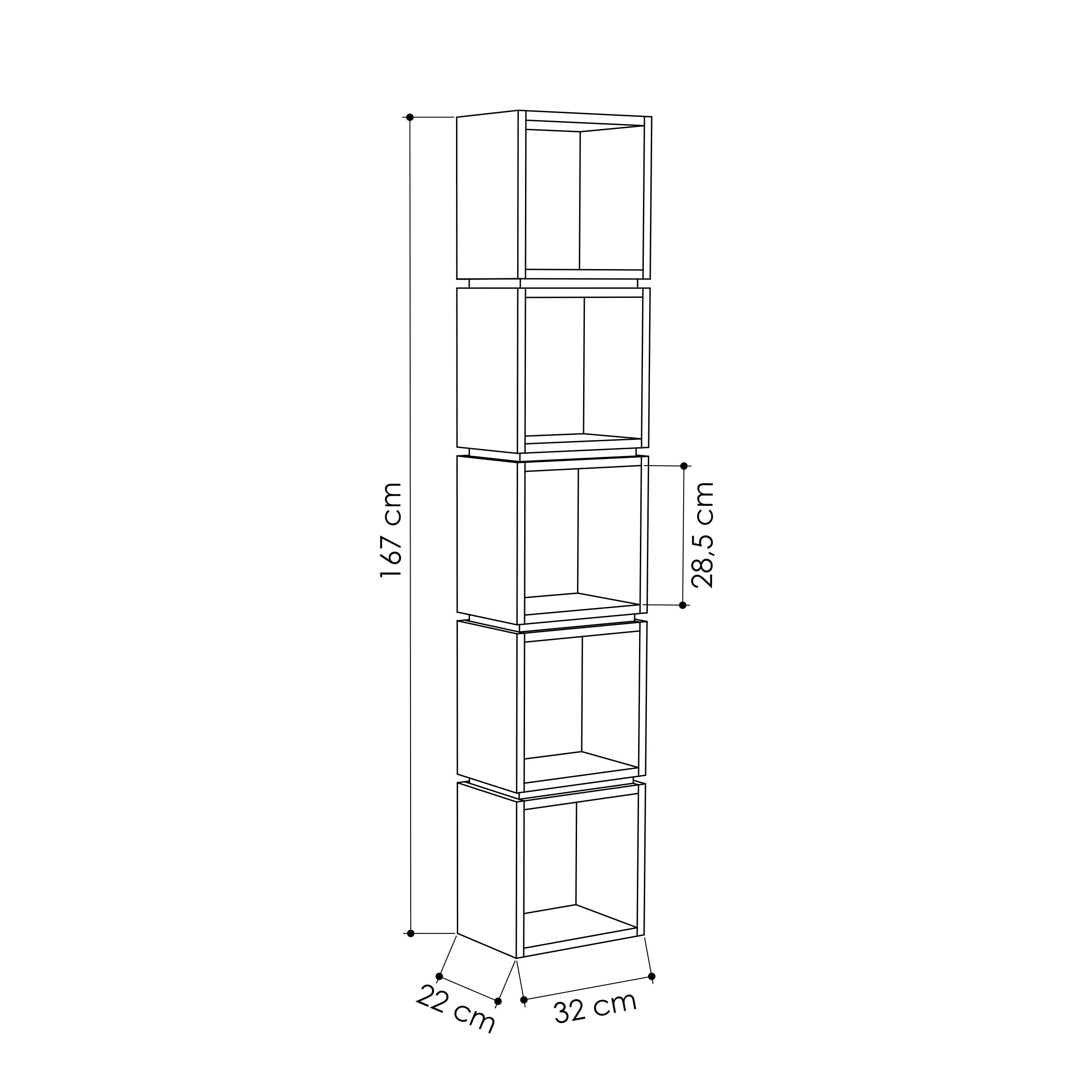 Decortieliving - Multi Modern Bookcase Display Unit Tall 167cm