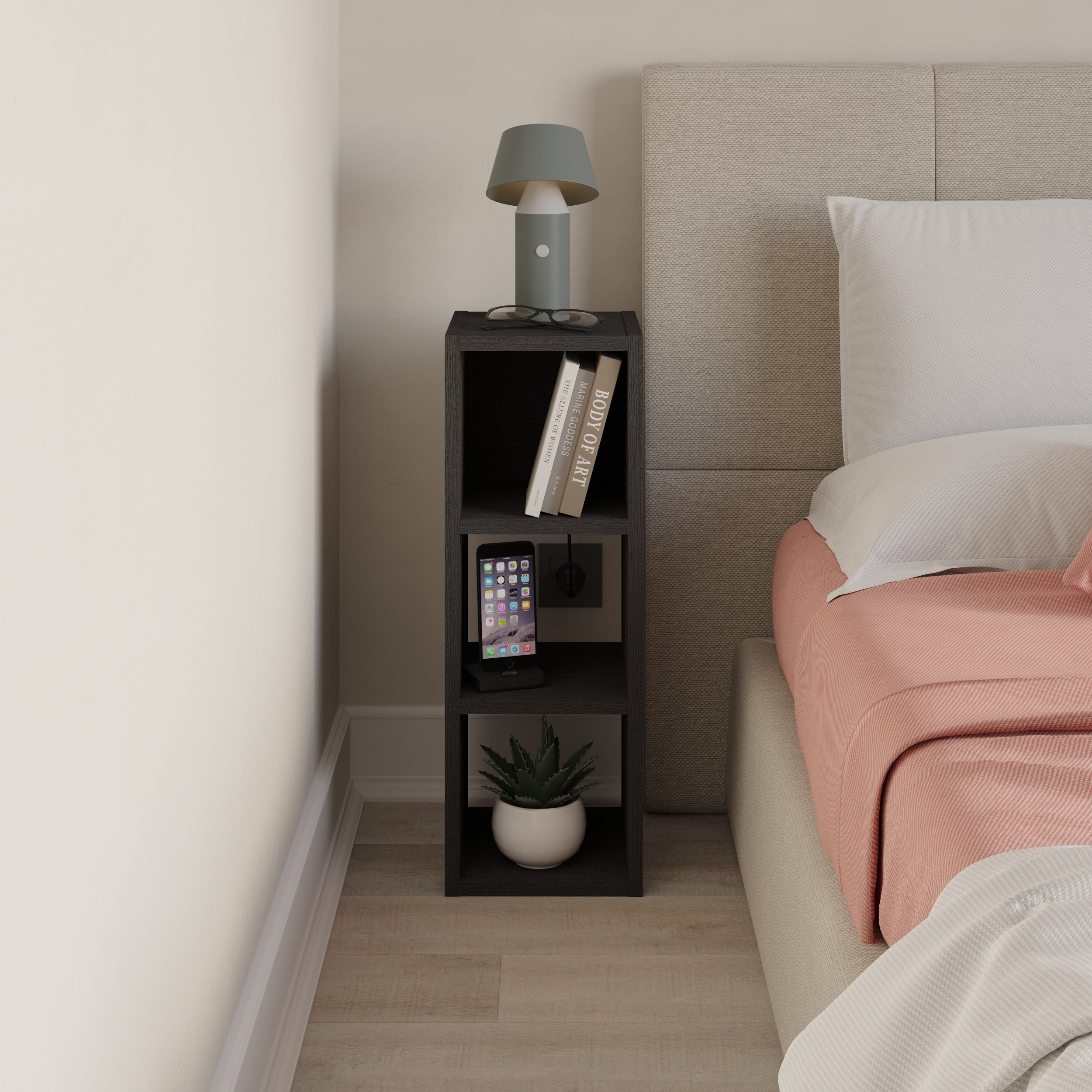 Petite bibliothèque basse Combayn – Meuble de rangement modulaire