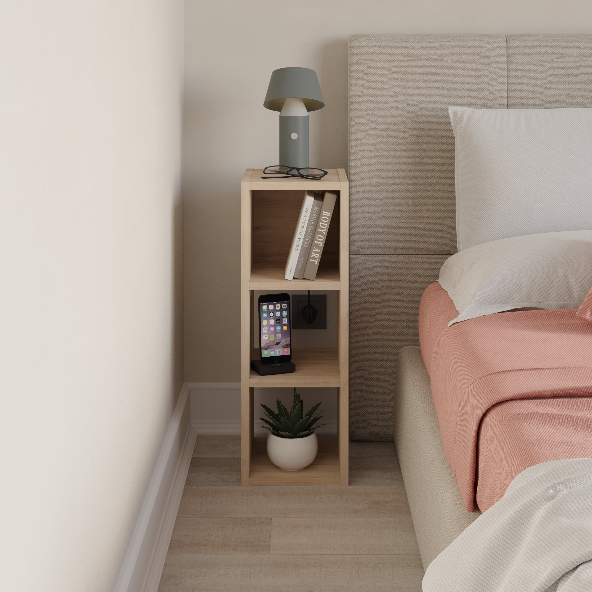 Petite bibliothèque basse Combayn – Meuble de rangement modulaire