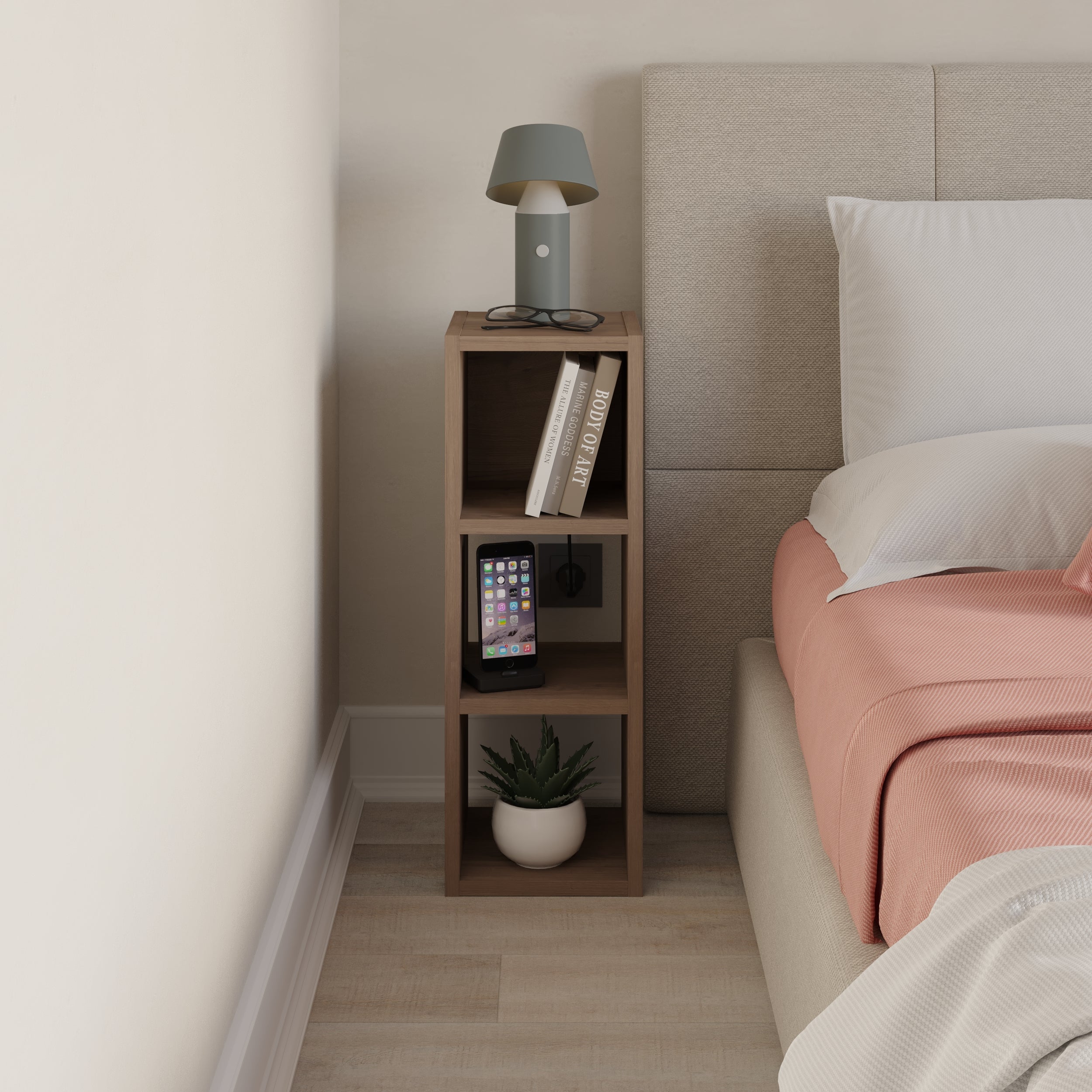 Petite bibliothèque basse Combayn – Meuble de rangement modulaire