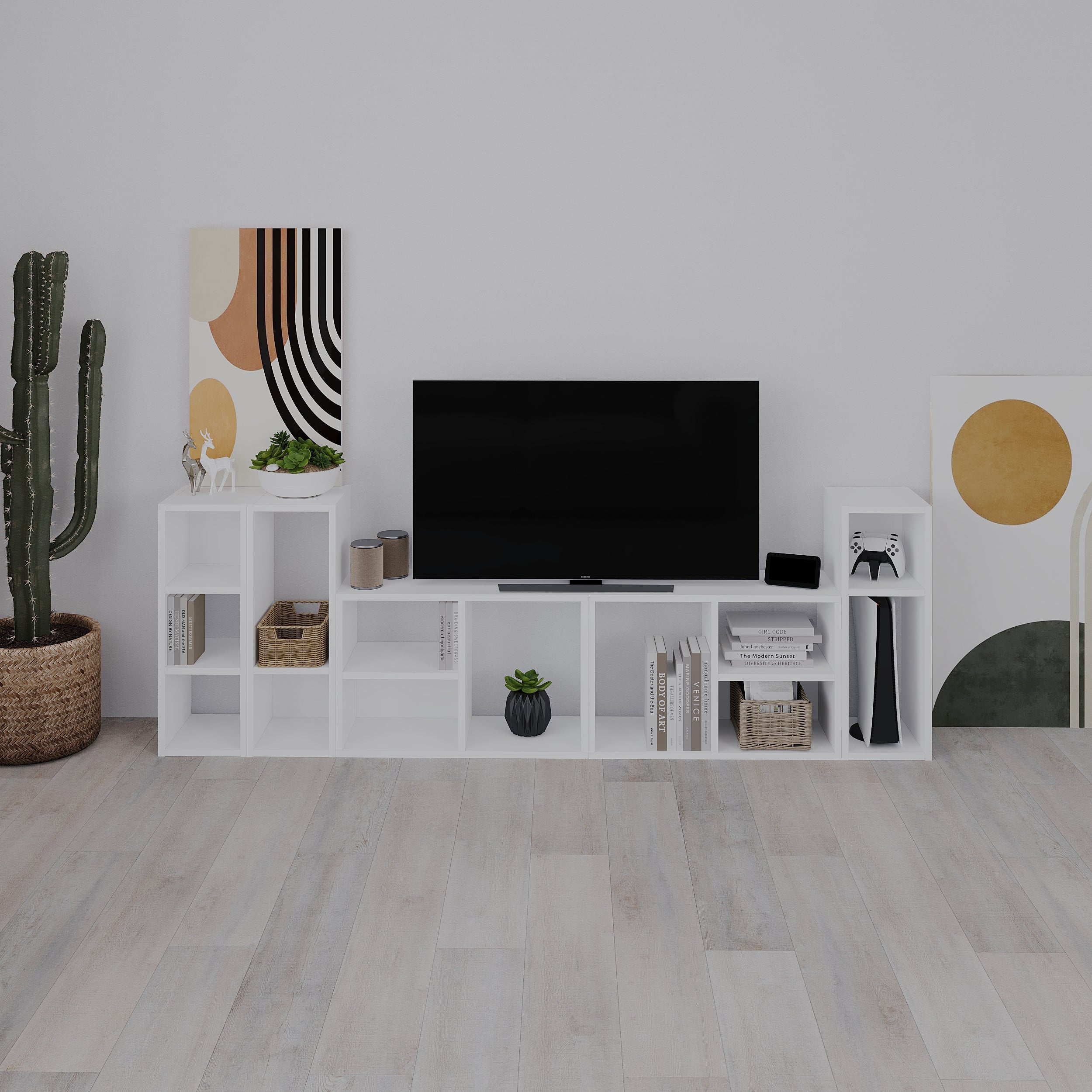 Petite bibliothèque basse Combayn – Meuble de rangement modulaire