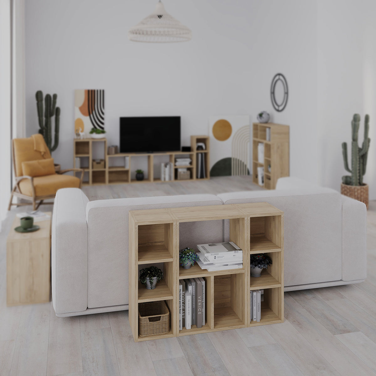 Decortieliving - Combayn Small Low Standing Bookcase – Modular Storage Unit