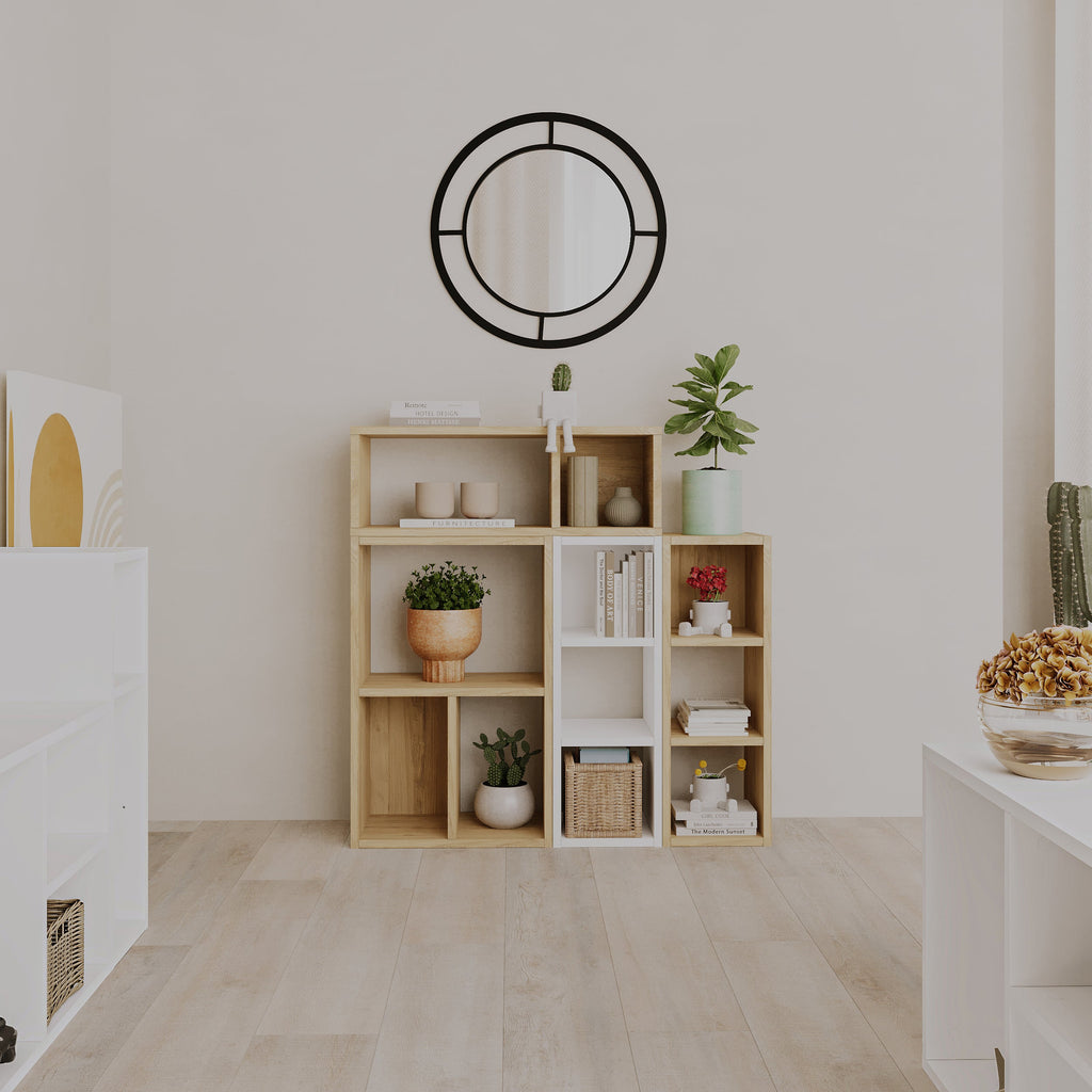 Petite bibliothèque basse Combayn – Meuble de rangement modulaire