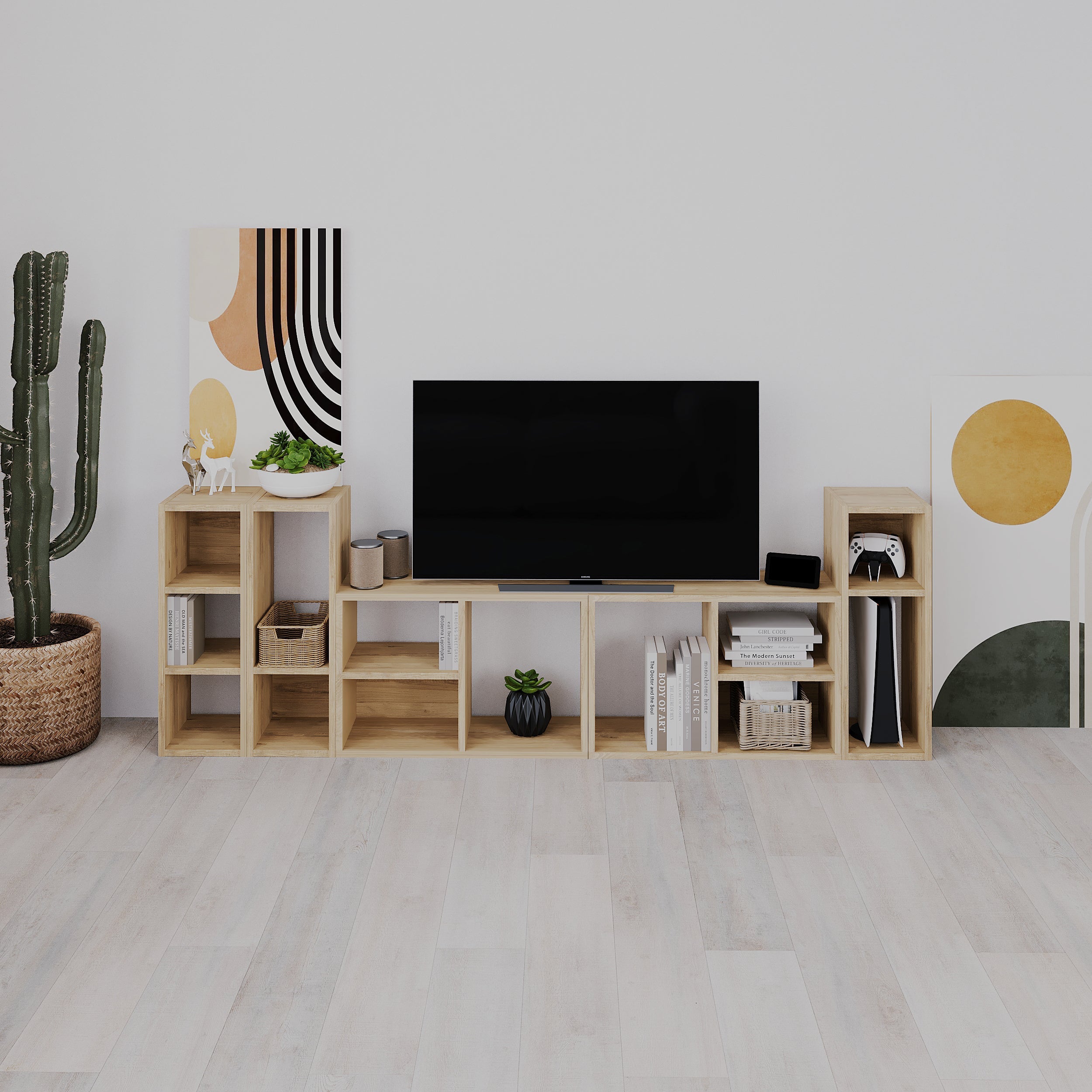 Petite bibliothèque basse Combayn – Meuble de rangement modulaire
