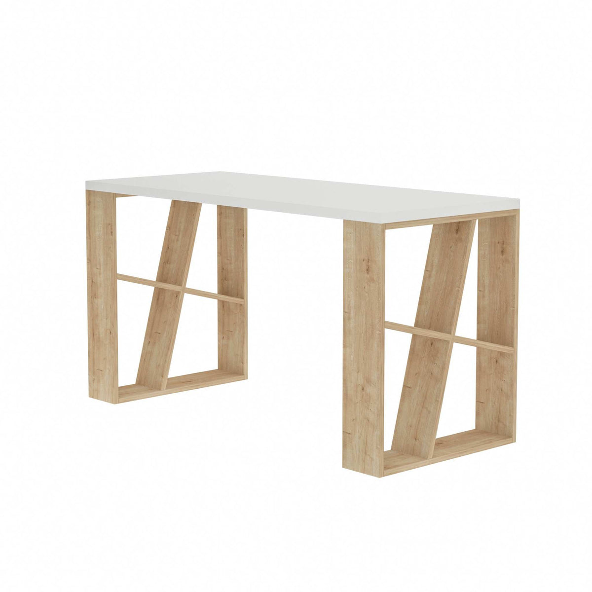 Decortieliving - Honey Modern Desk With Bookshelf Legs Width 137cm