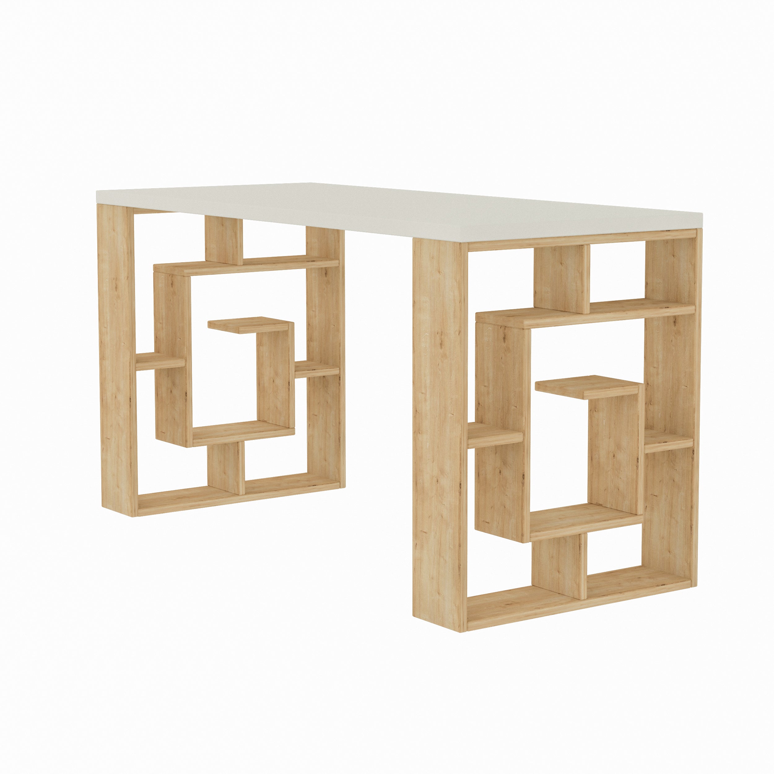 Decortieliving - Labirent Modern Desk With Bookshelf Legs Width 137cm