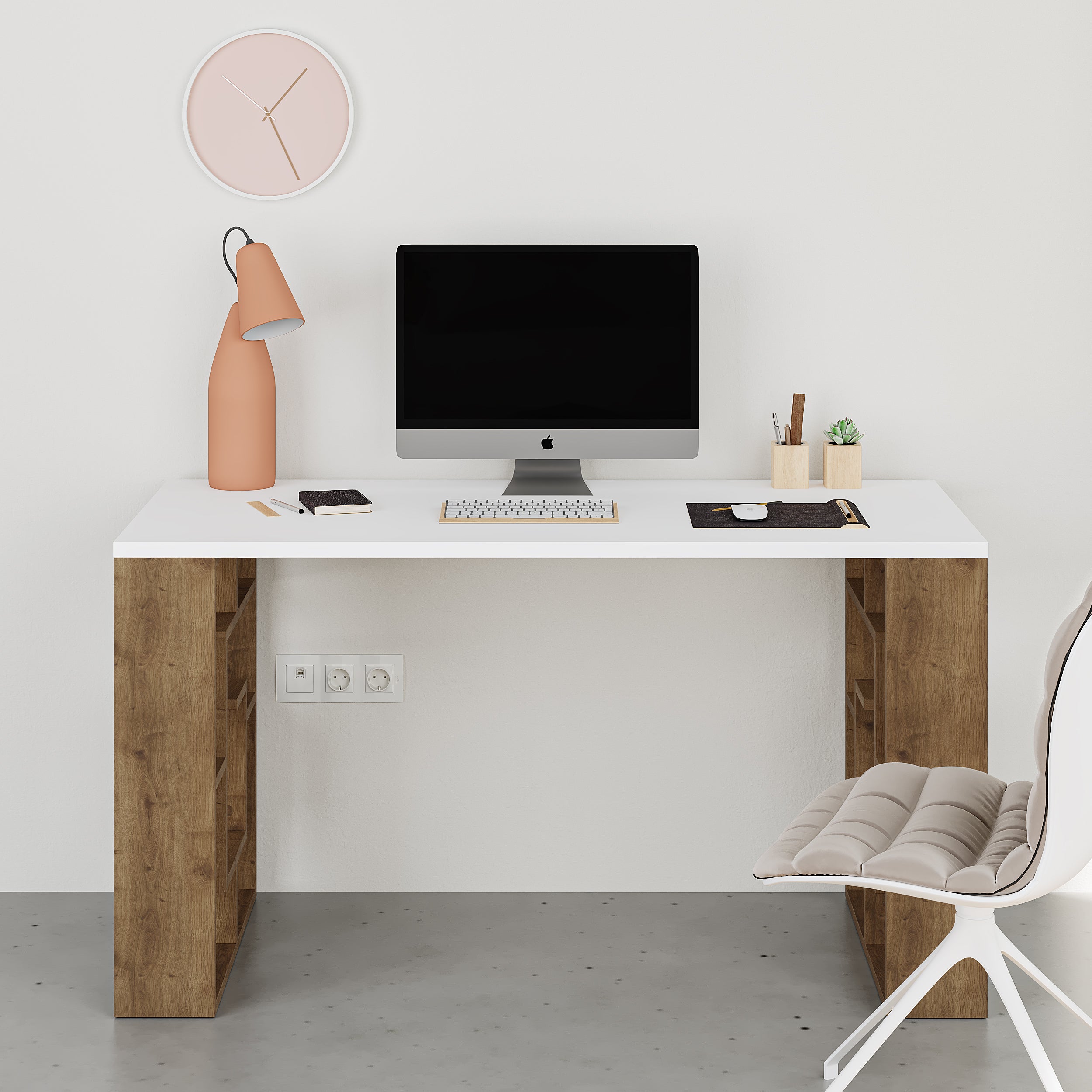 Decortieliving - Labirent Modern Desk With Bookshelf Legs Width 137cm