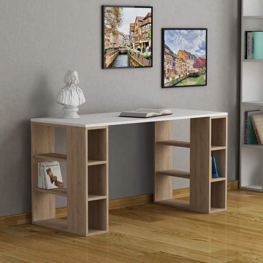 Decortieliving - Colmar Modern Desk With Bookshelf Legs Width 140cm