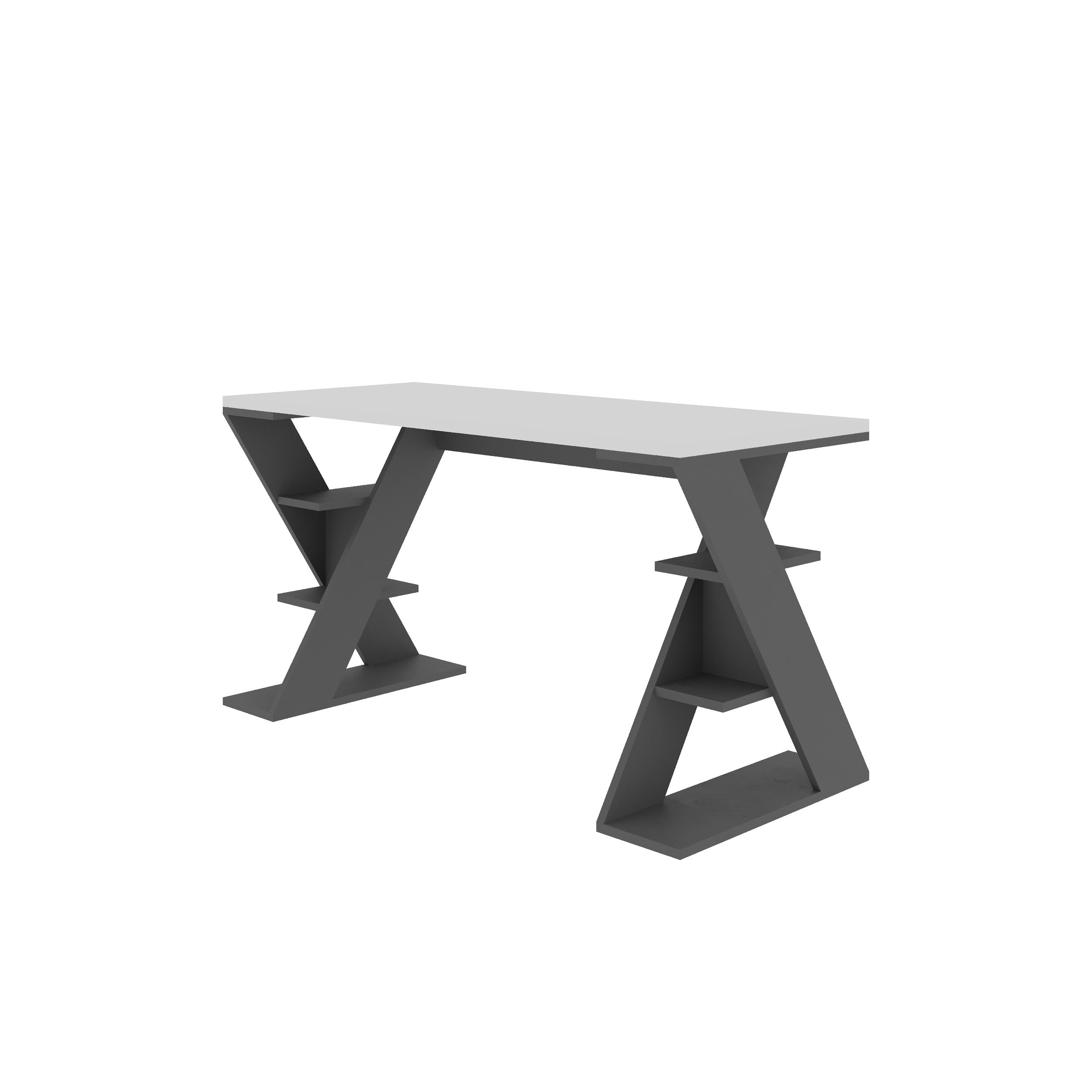 Decortieliving - Papillon Modern Desk With Bookshelf Legs Width 137cm