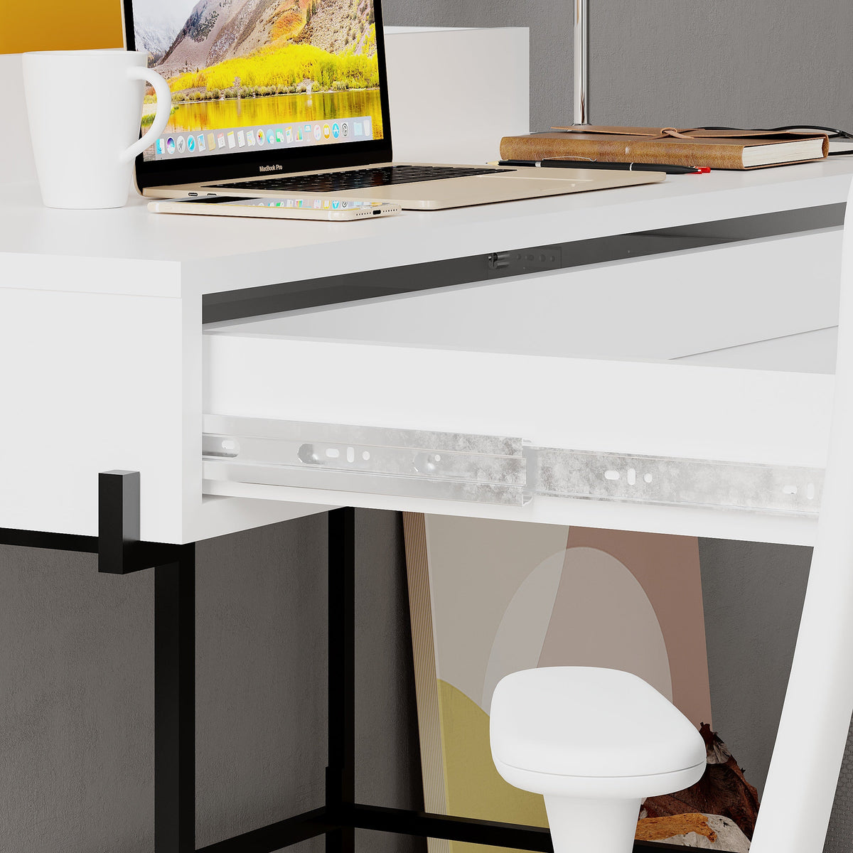 Decortieliving - Leila Modern Desk Multipurpose Study Modern Desk Width 110cm