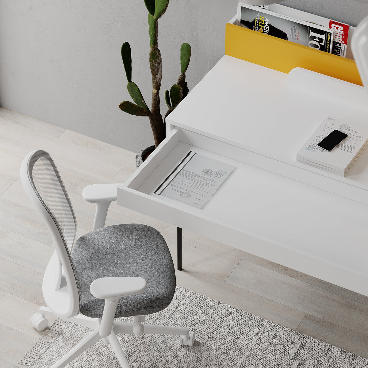 Decortieliving - Leila Modern Desk Multipurpose Study Modern Desk Width 110cm