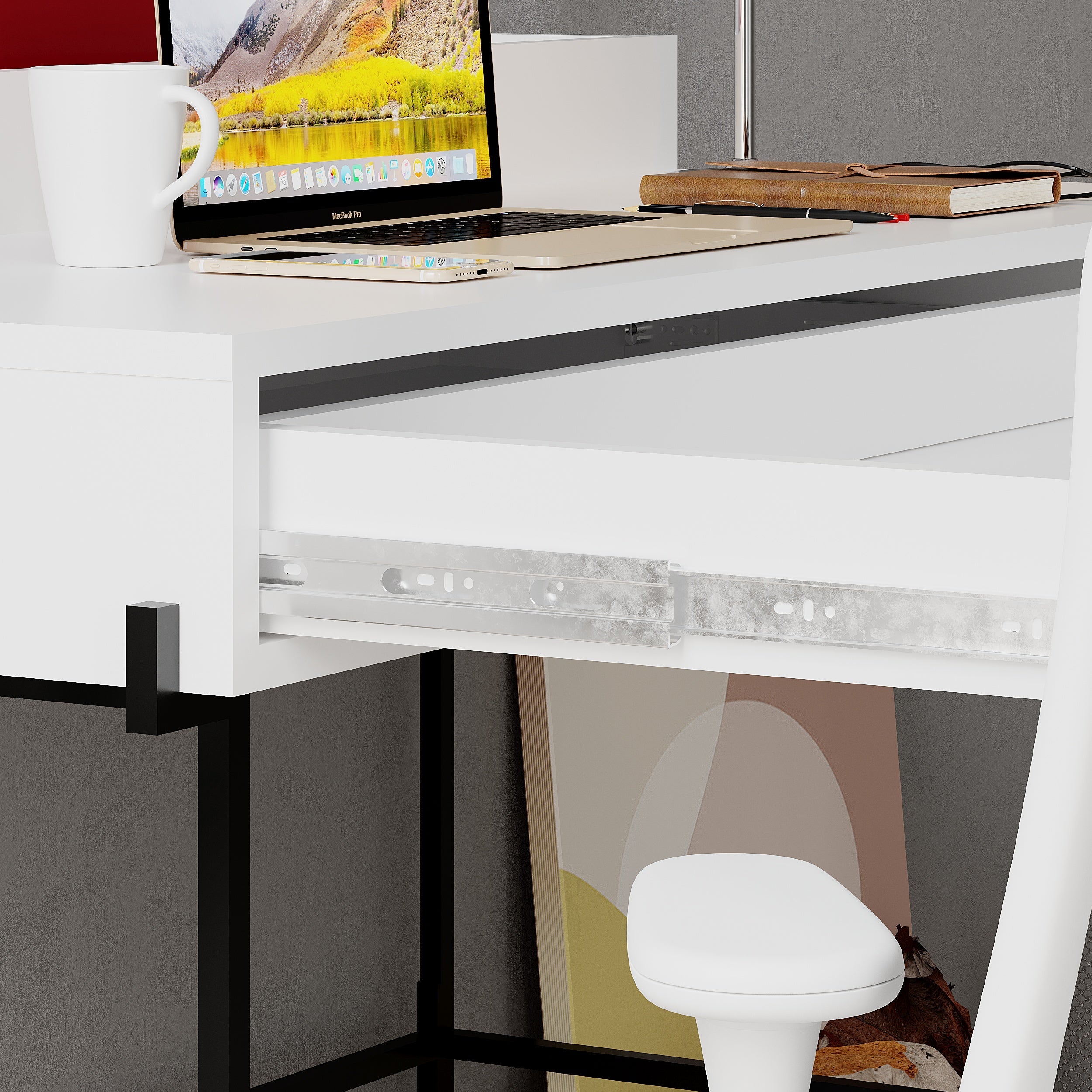 Decortieliving - Leila Modern Desk Multipurpose Study Modern Desk Width 110cm