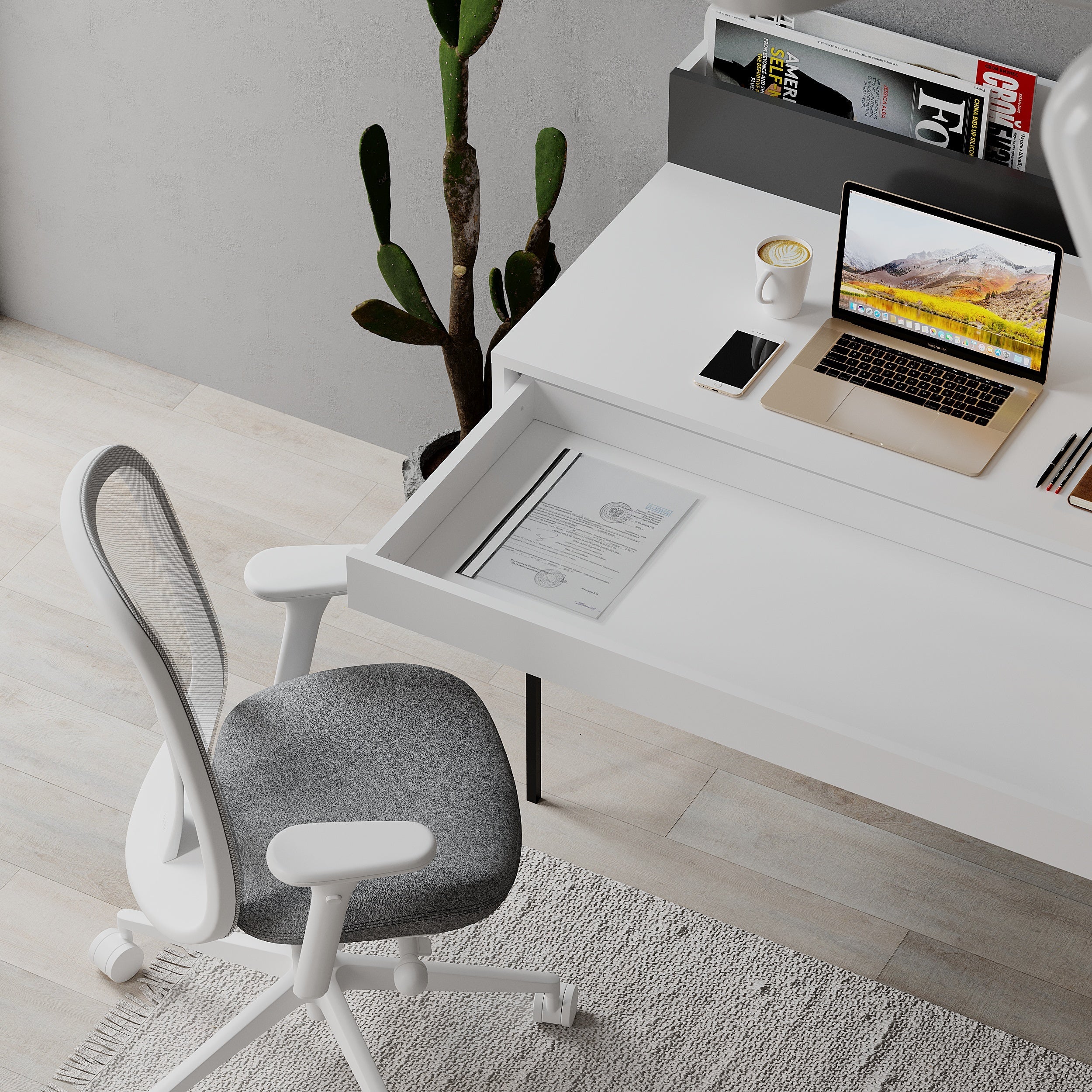 Decortieliving - Leila Modern Desk Multipurpose Study Modern Desk Width 110cm