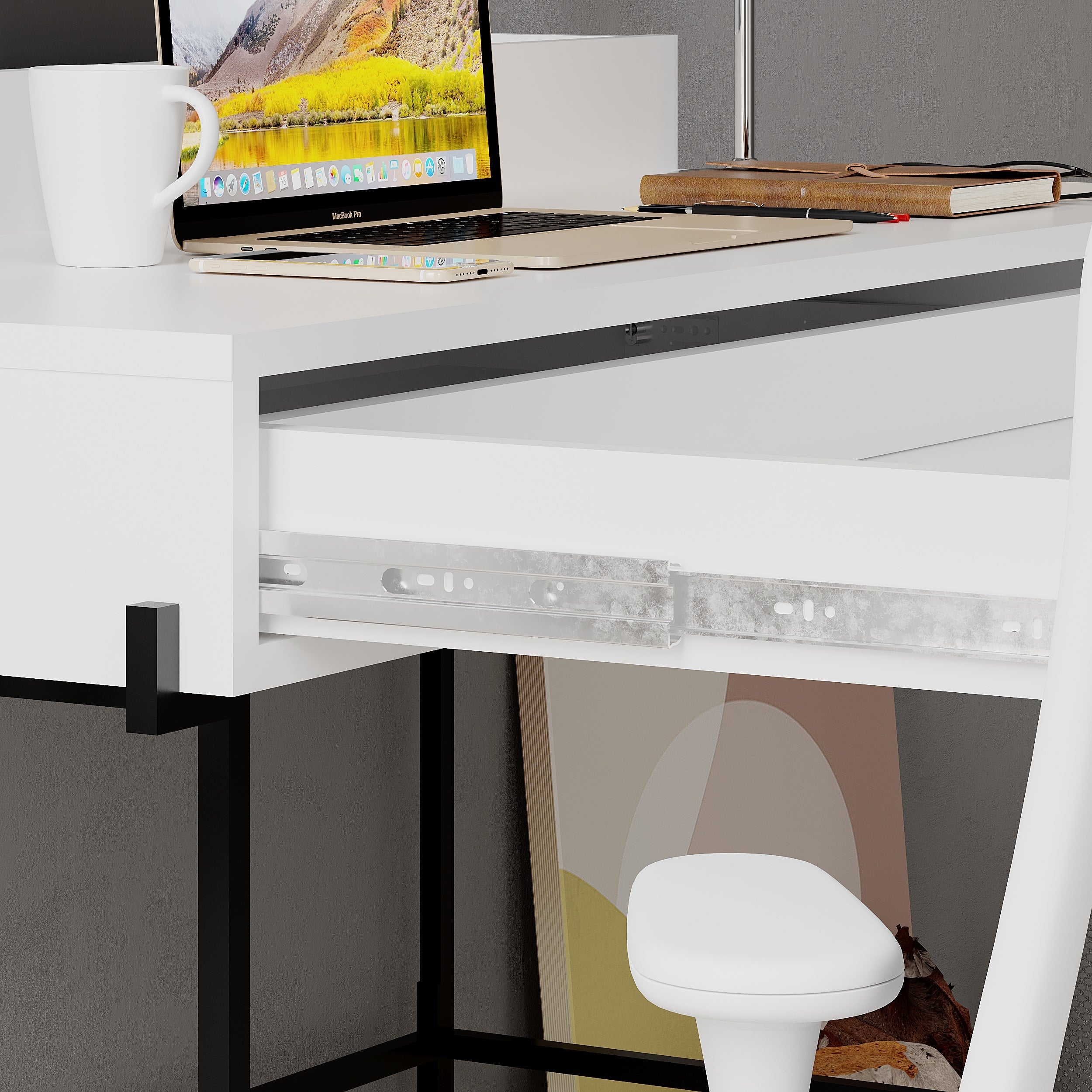 Decortieliving - Leila Modern Desk Multipurpose Study Modern Desk Width 110cm