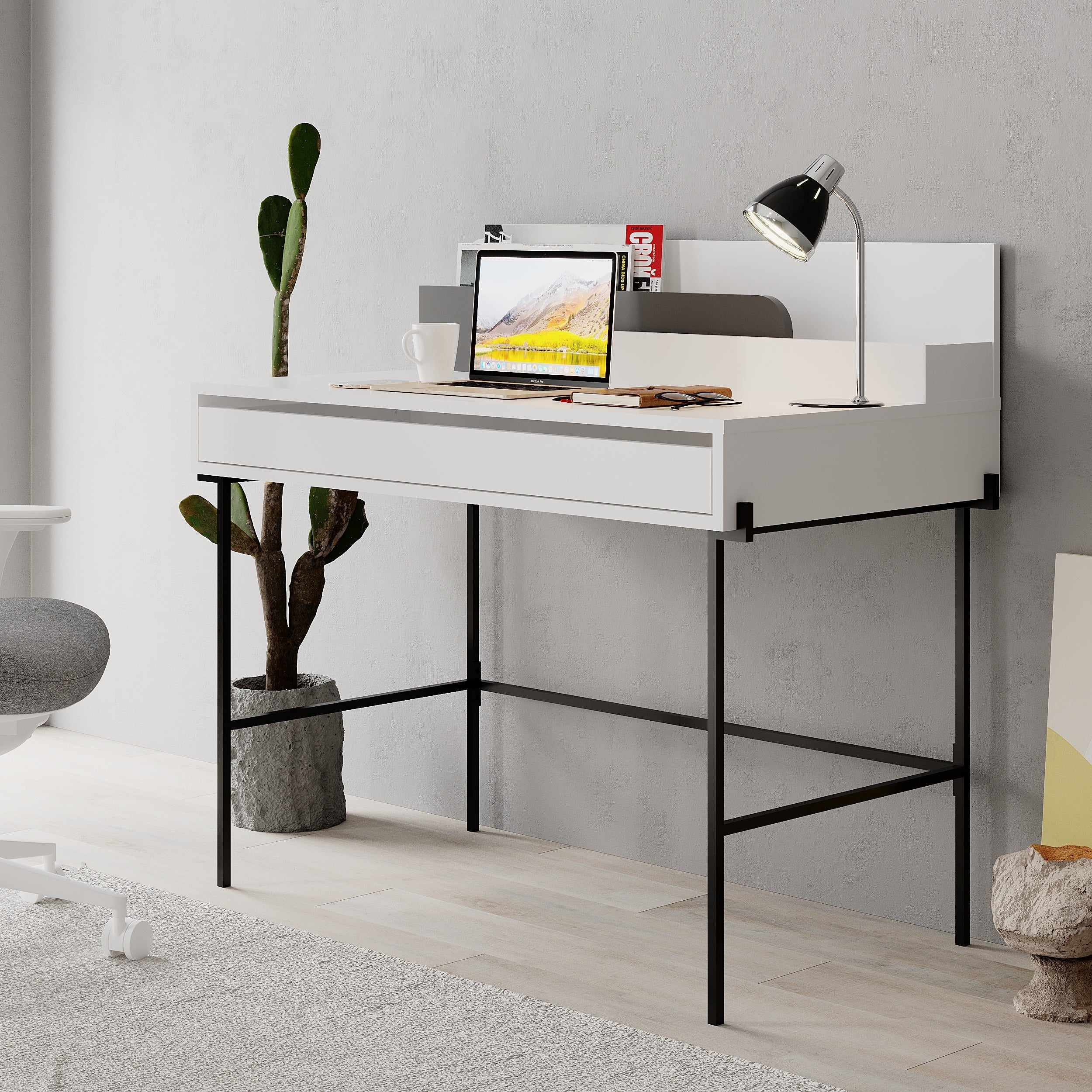 Decortieliving - Leila Modern Desk Multipurpose Study Modern Desk Width 110cm
