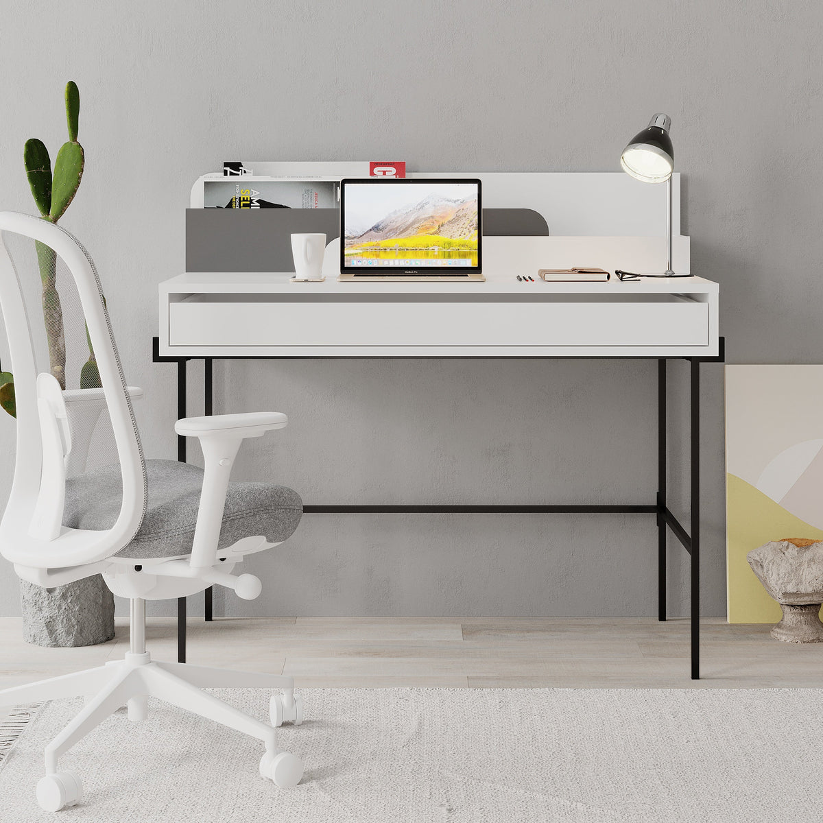 Decortieliving - Leila Modern Desk Multipurpose Study Modern Desk Width 110cm