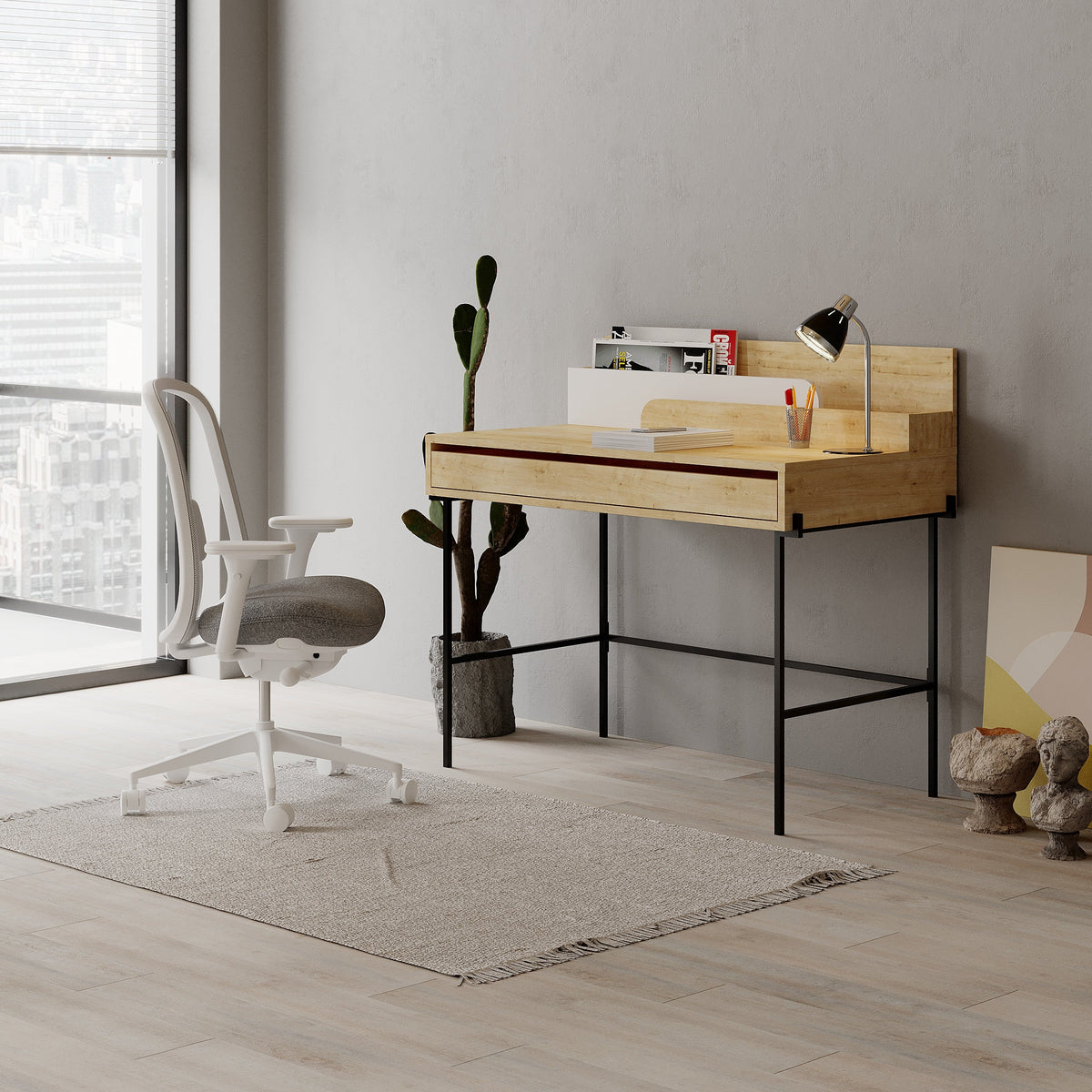 Decortieliving - Leila Modern Desk Multipurpose Study Modern Desk Width 110cm