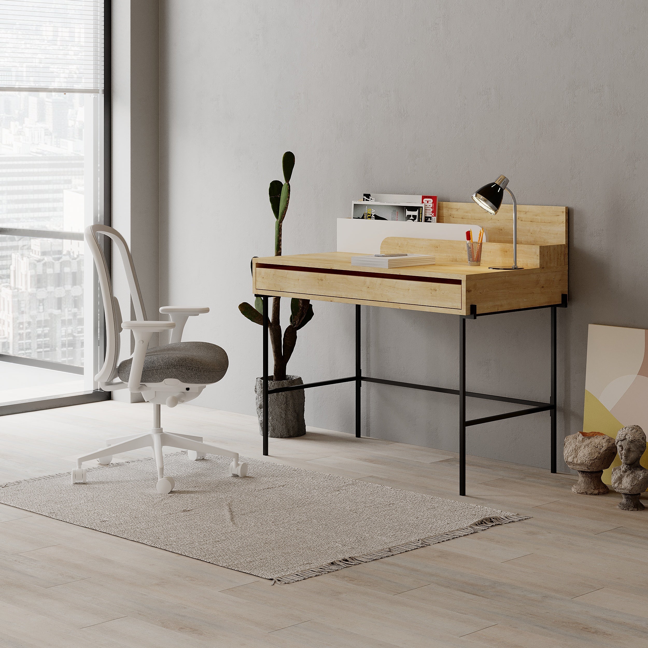 Decortieliving - Leila Modern Desk Multipurpose Study Modern Desk Width 110cm