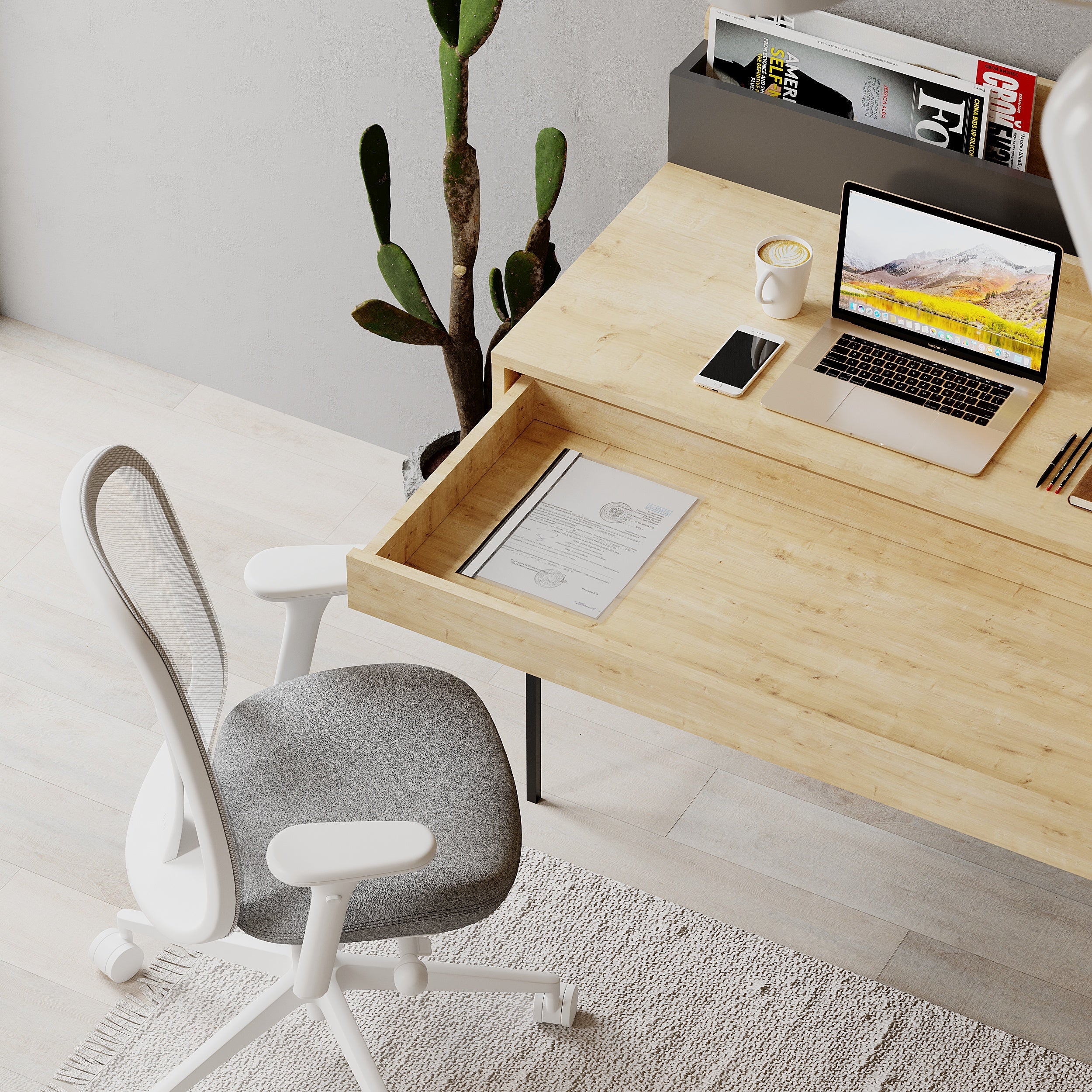 Decortieliving - Leila Modern Desk Multipurpose Study Modern Desk Width 110cm