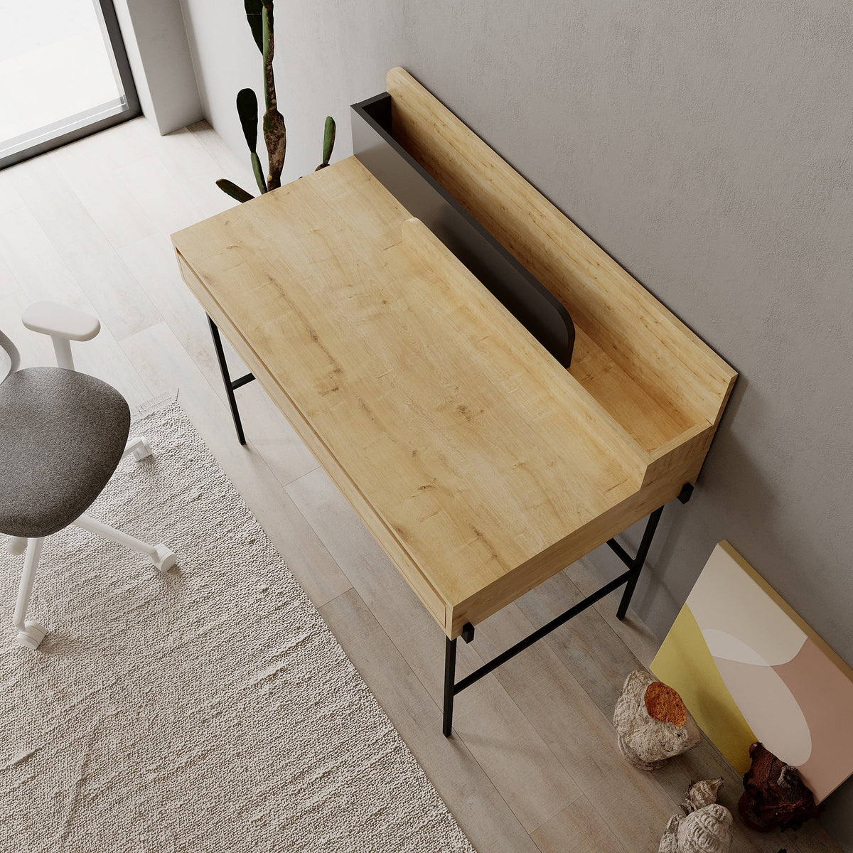 Decortieliving - Leila Modern Desk Multipurpose Study Modern Desk Width 110cm