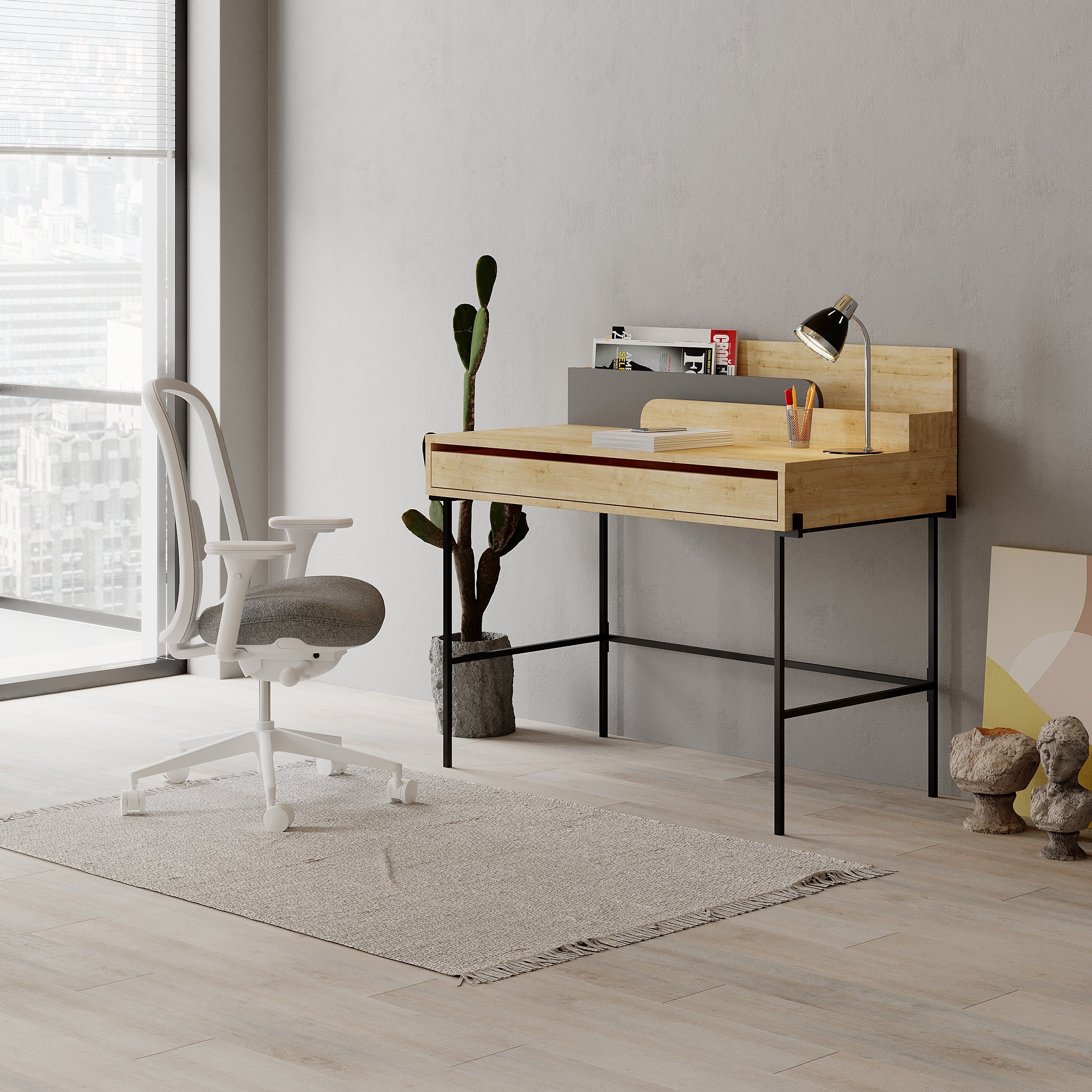 Decortieliving - Leila Modern Desk Multipurpose Study Modern Desk Width 110cm