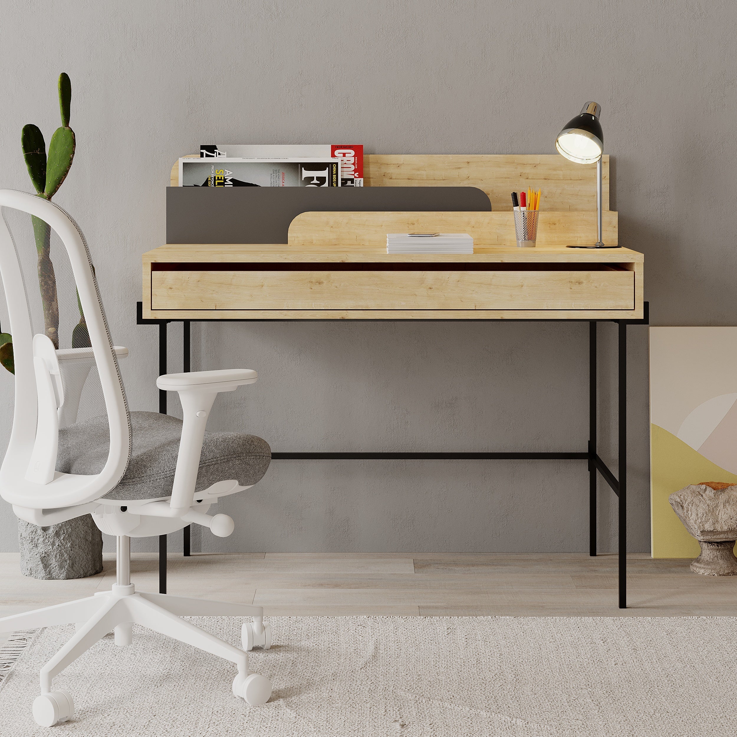 Decortieliving - Leila Modern Desk Multipurpose Study Modern Desk Width 110cm