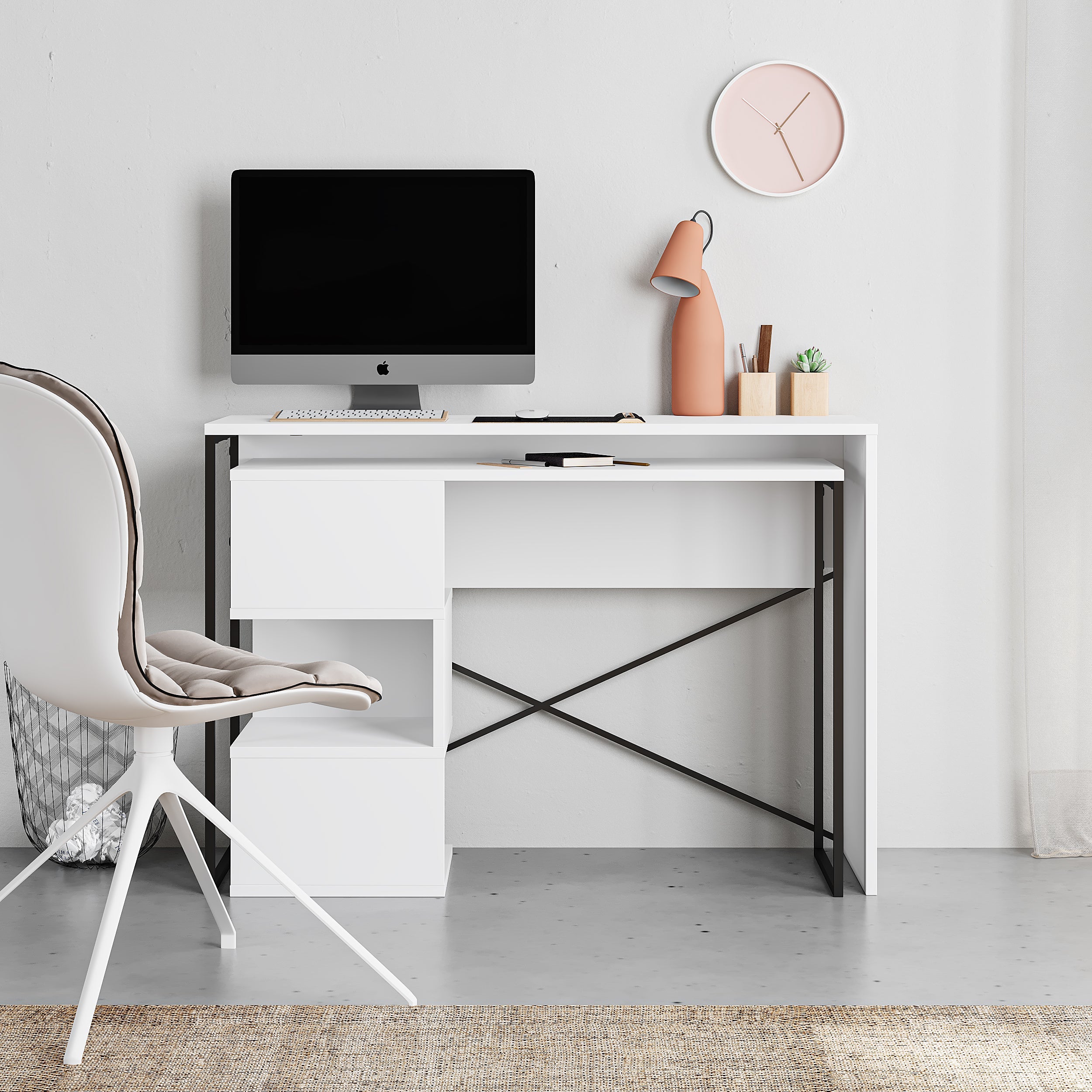 Decortieliving - Badau Multi Purpose Working Table – Modern 2-in-1 Desk with Storage for Home Office or Study