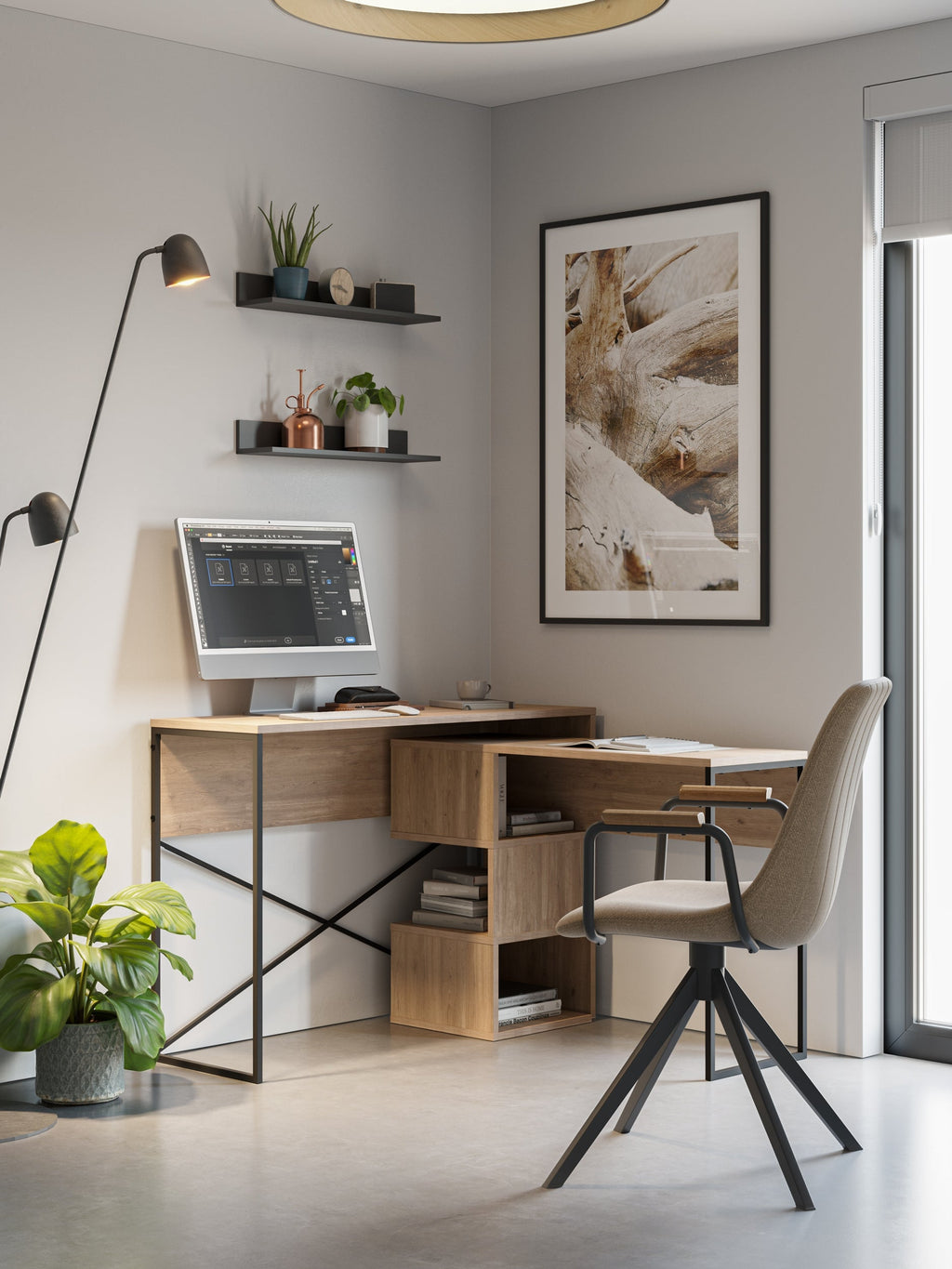 Decortieliving - Badau Multi Purpose Working Table – Modern 2-in-1 Desk with Storage for Home Office or Study