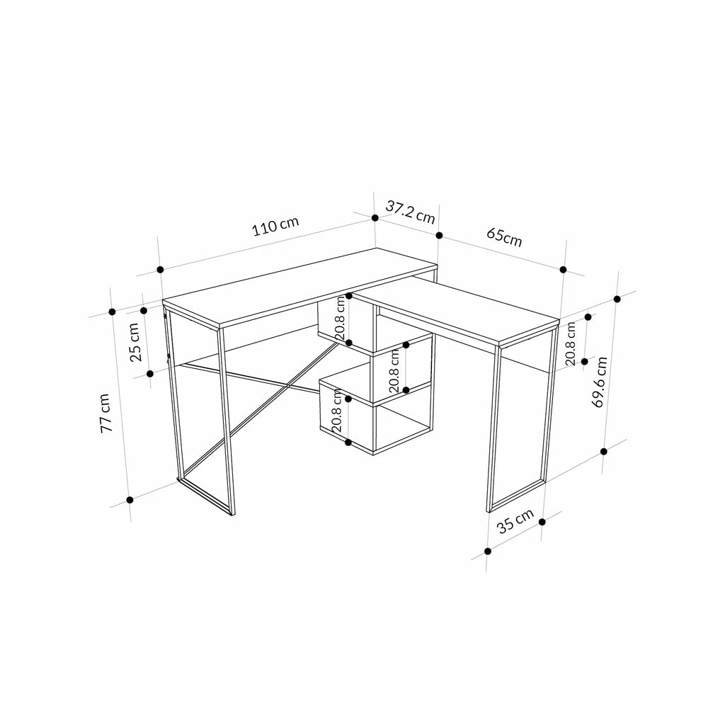Decortieliving - Badau Multi Purpose Working Table – Modern 2-in-1 Desk with Storage for Home Office or Study