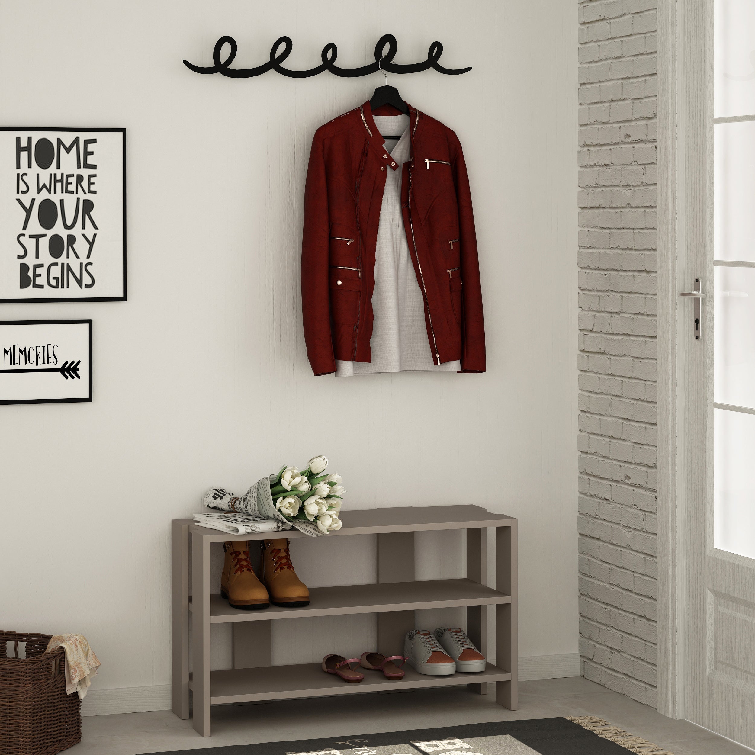 Decortieliving - Tono Modern Shoe Rack With Hanger
