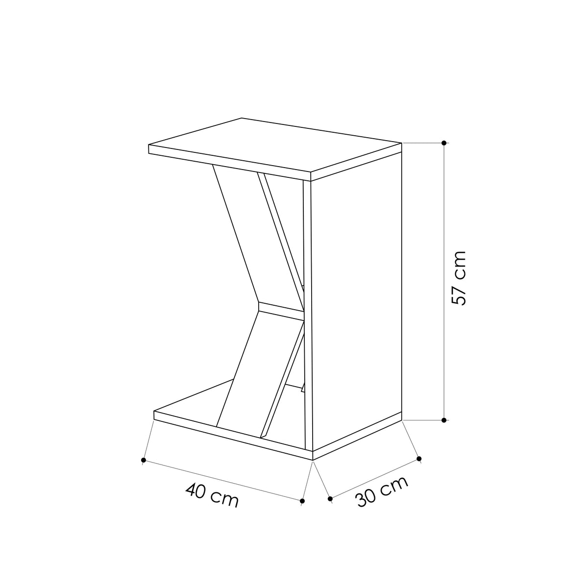 Decortieliving - Naze Modern C Shape Table Multipurpose H 57cm