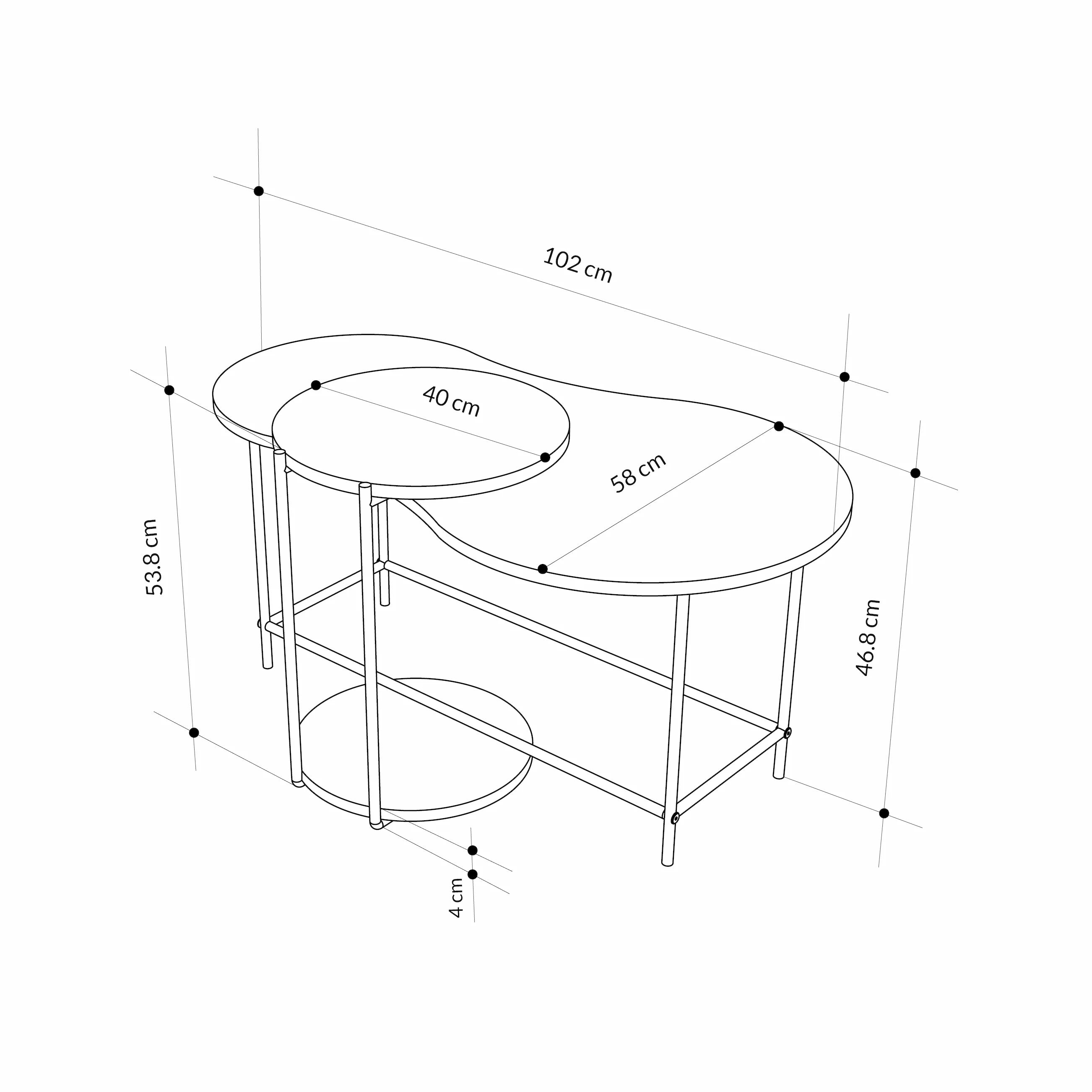Table basse gigogne Cuddle - Ensemble moderne de 2 pièces