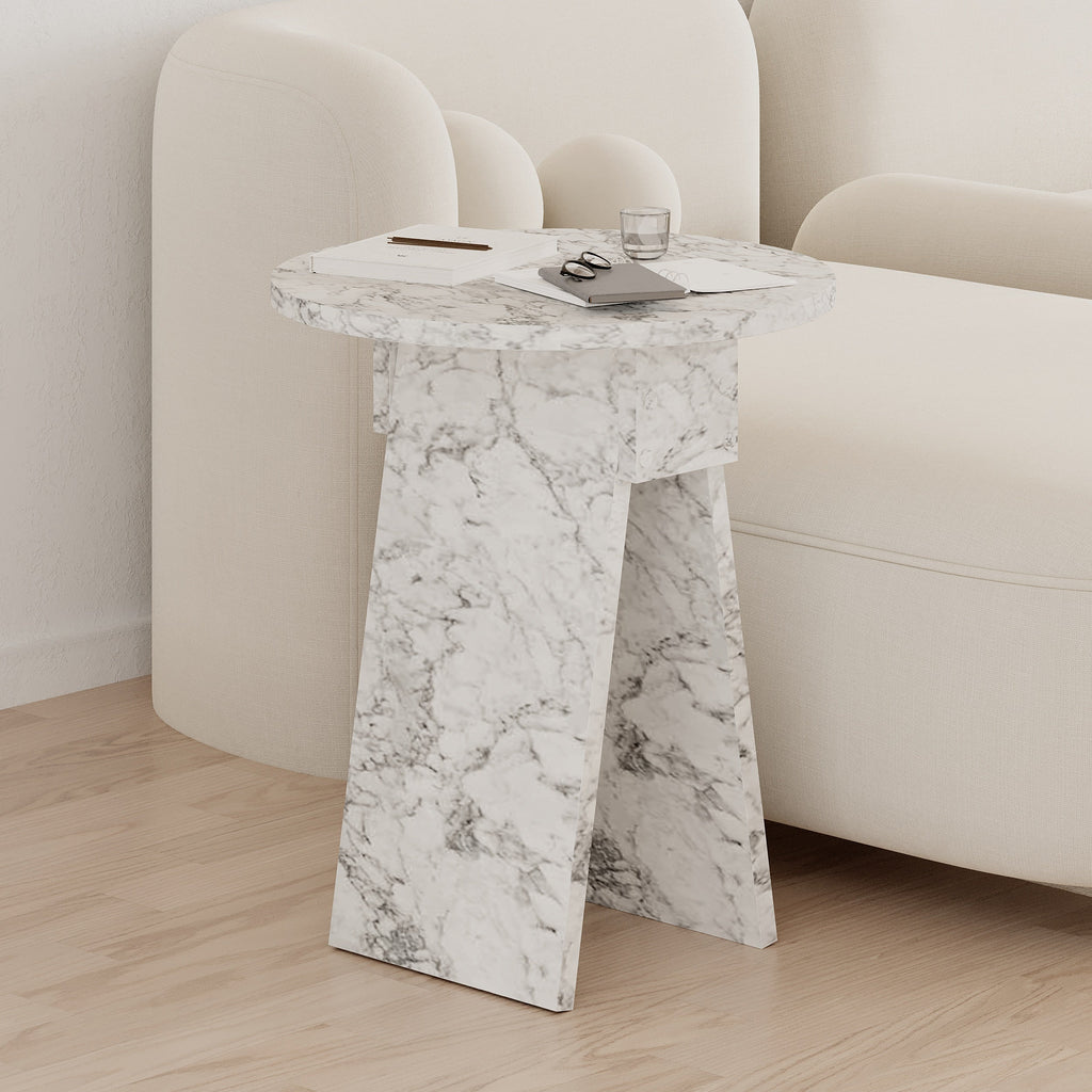 Decortieliving - Chen Side Table – Modern Round Accent Table for Living Room, Bedroom or Entryway