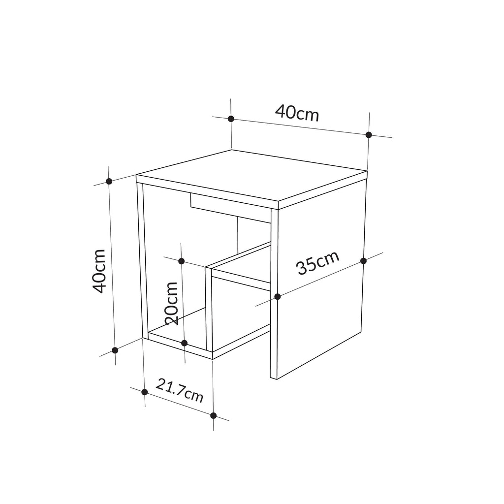 Decortieliving - Bon Side Table with Magazine Rack – Compact Modern End Table for Small Spaces