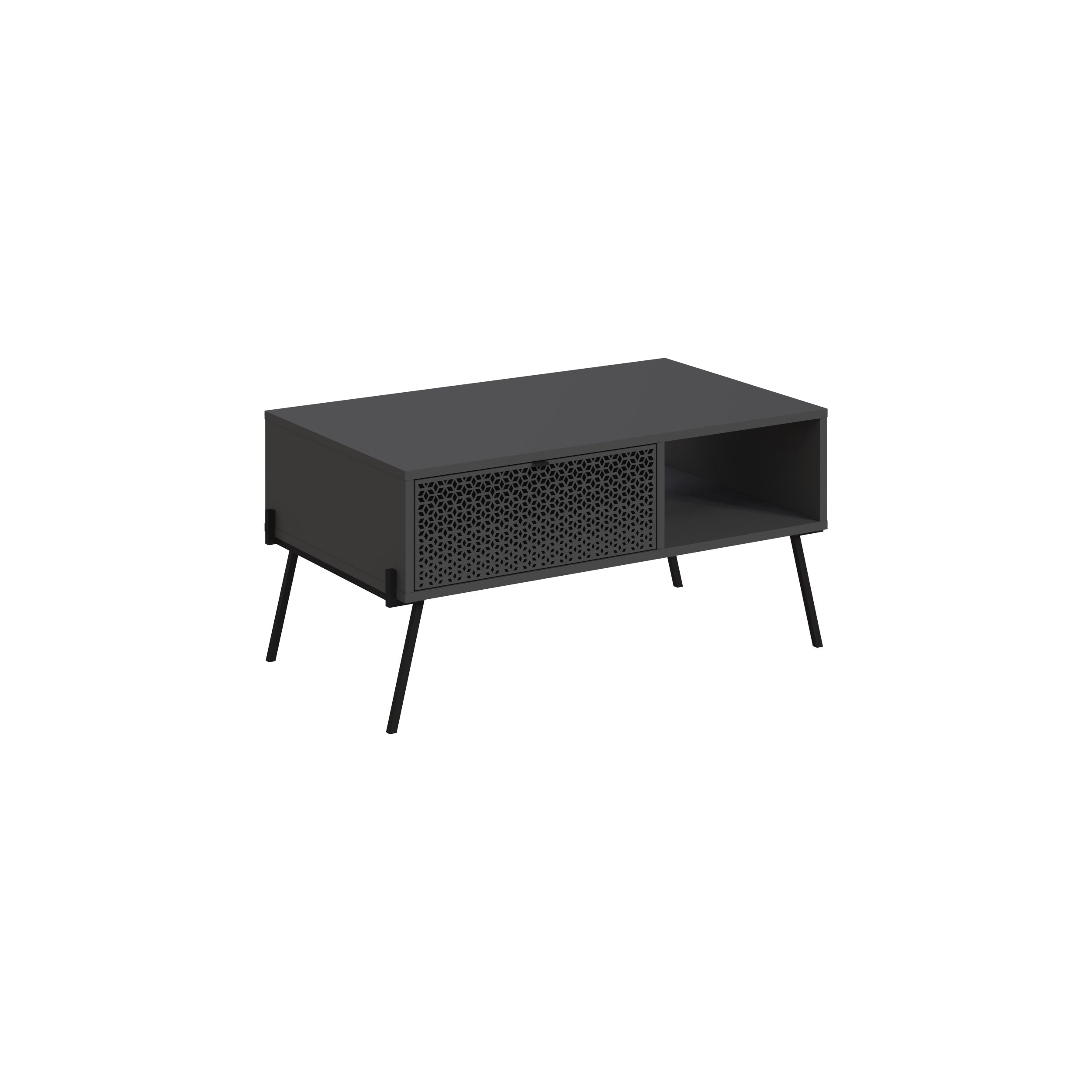 Decortieliving - Naive Anthracite Grey Coffee Table - UV Pattern (w) 103cm (d) 60cm
