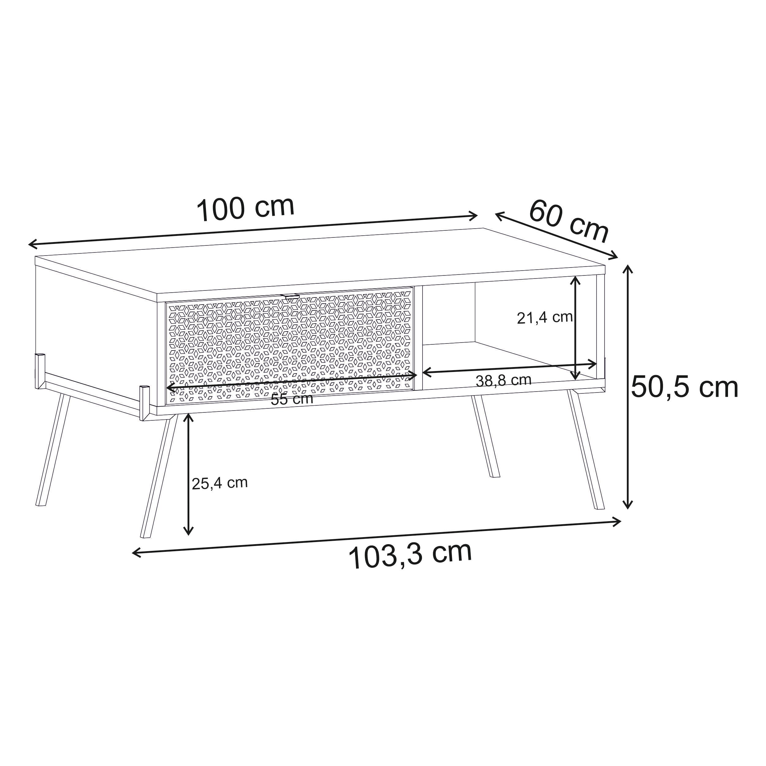 Decortieliving - Naive Anthracite Grey Coffee Table - UV Pattern (w) 103cm (d) 60cm