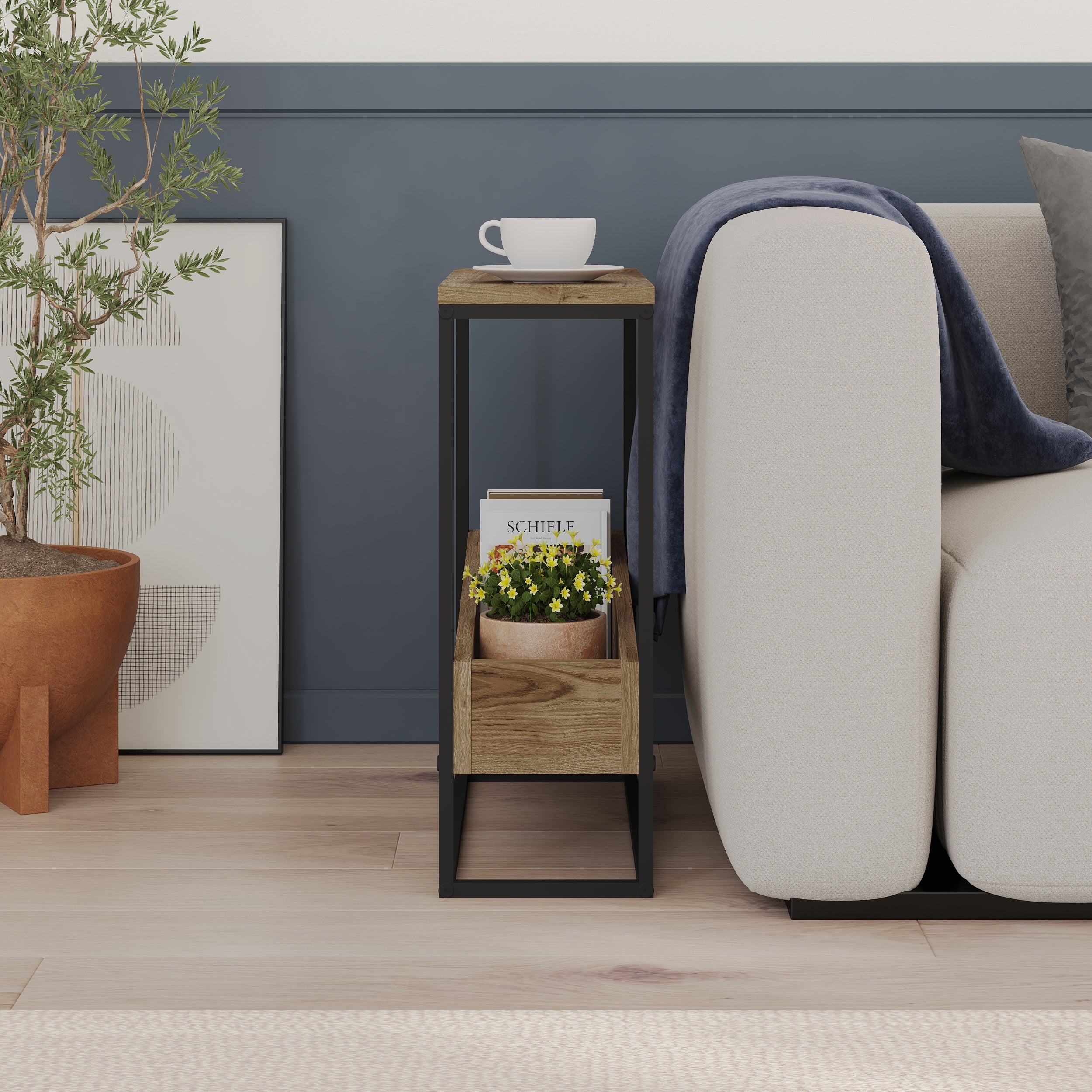 Table d'appoint Lido Slim – Chêne et Noir