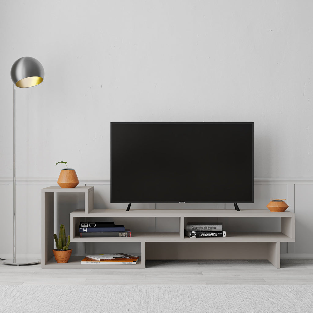 Decortieliving - Tetra Modern TV Stand Multimedia Centre TV Unit With Shelves 136.5cm