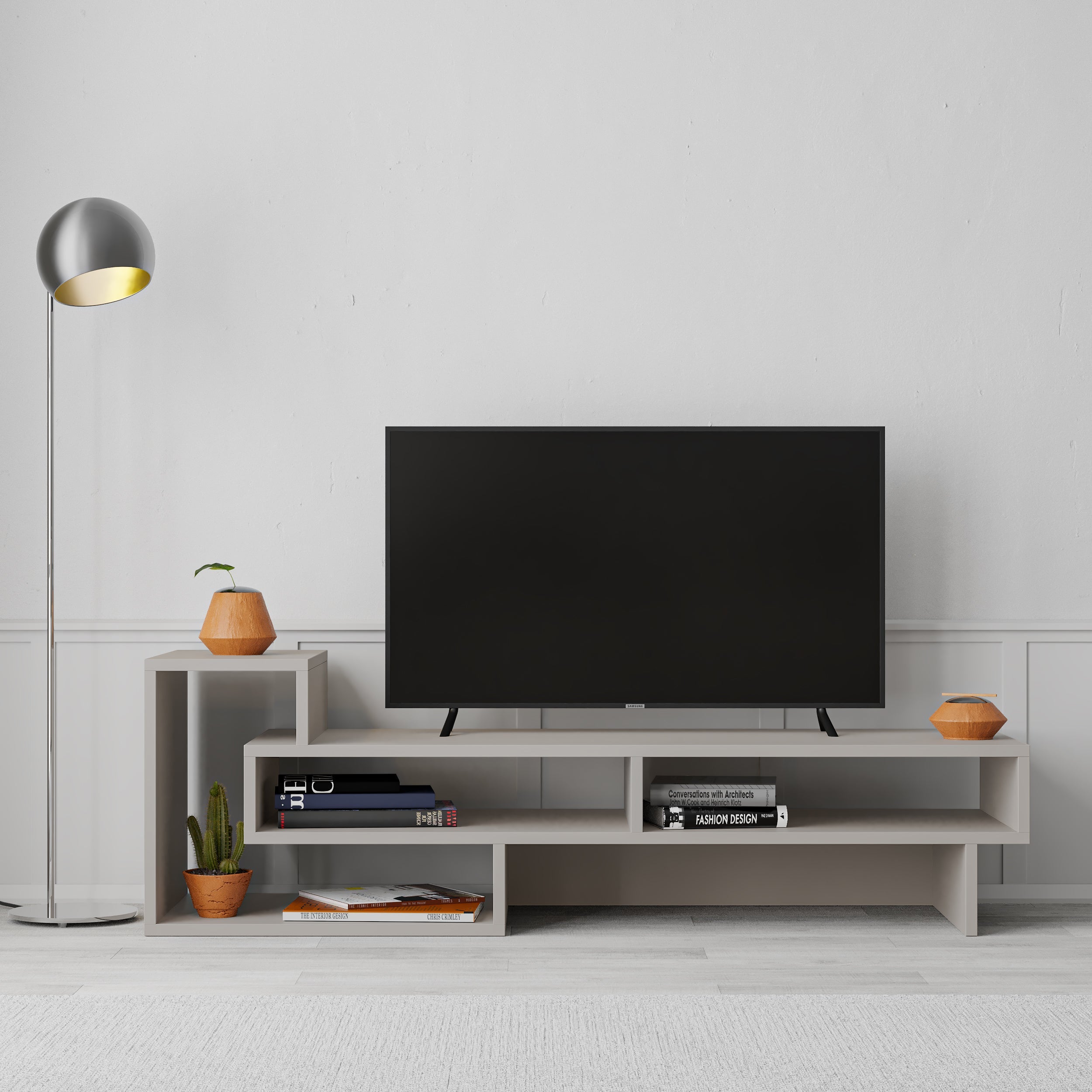 Decortieliving - Tetra Modern TV Stand Multimedia Centre TV Unit With Shelves 136.5cm