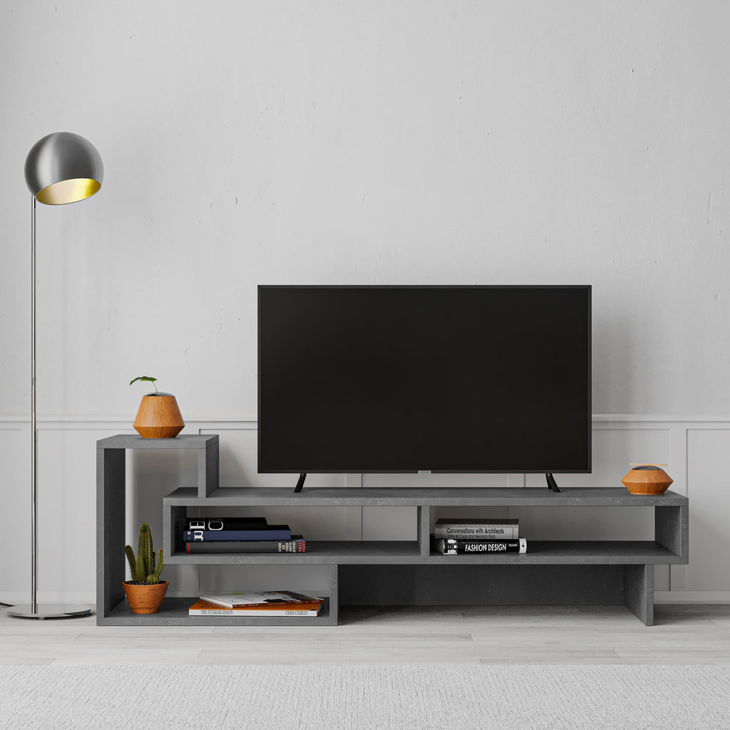 Decortieliving - Tetra Modern TV Stand Multimedia Centre TV Unit With Shelves 136.5cm